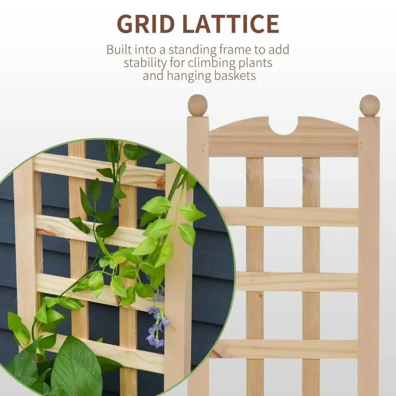 Solid Fir Wood Raised Garden Bed Planter Box with Trellis - Image 2