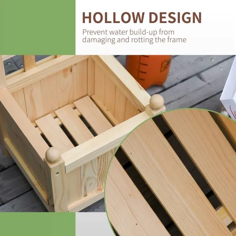 Solid Fir Wood Raised Garden Bed Planter Box with Trellis - Image 3