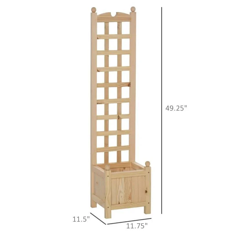 Solid Fir Wood Raised Garden Bed Planter Box with Trellis - Image 5