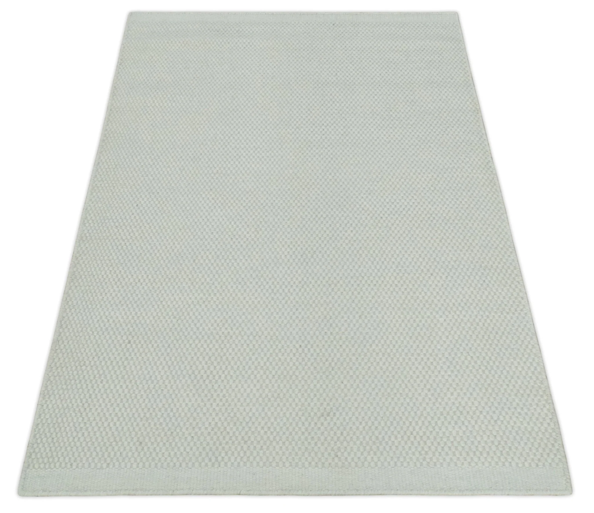 Solid Ivory White Hand made Dari Multi size 5x8, 5x7 and 8x11 Area Rug, Layering, Kids Rug | SOL7 - Image 10