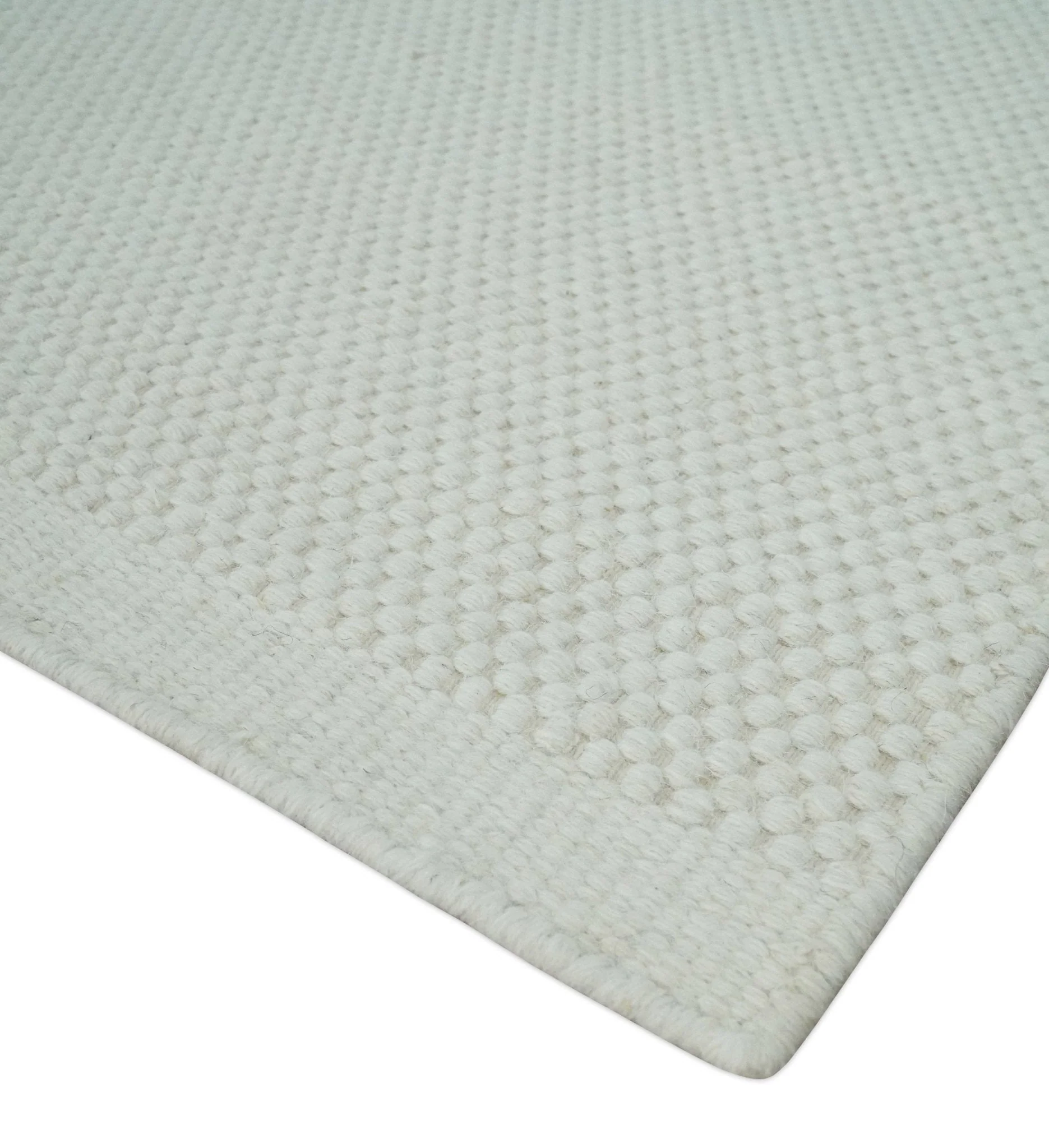 Solid Ivory White Hand made Dari Multi size 5x8, 5x7 and 8x11 Area Rug, Layering, Kids Rug | SOL7 - Image 6