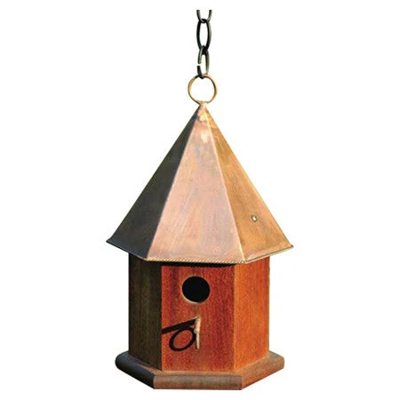 Solid Mahogany Wood Songbird Birdhouse with Shiny Copper Roof - Image 2
