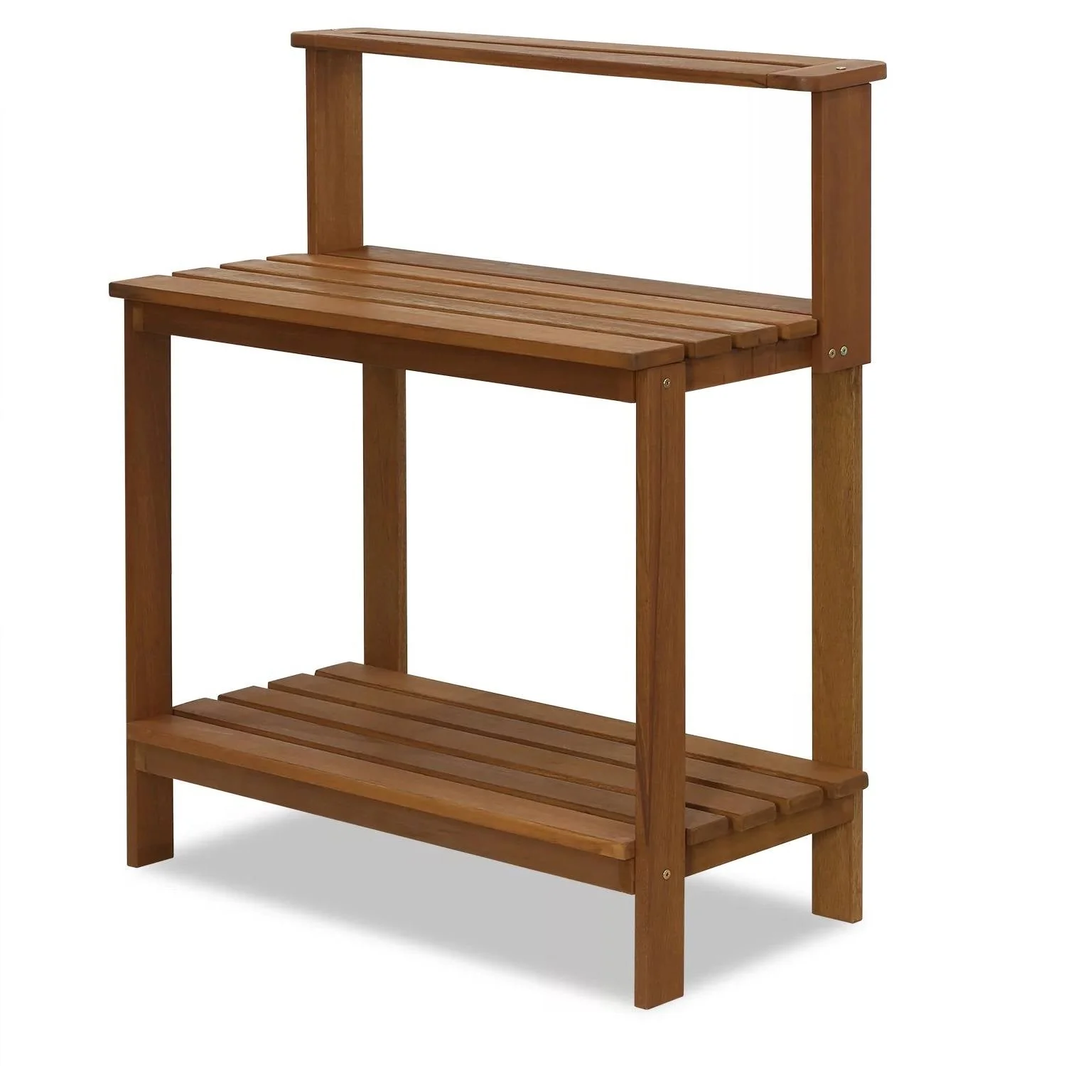 Solid Meranti Wood Outdoor Garden Potting Bench Table with Bottom Shelf - Image 2