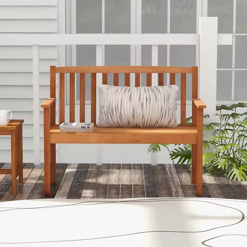Solid Wood 4-Ft. Outdoor Patio Garden Bench - 800 lbs. Weight Capacity - Image 2