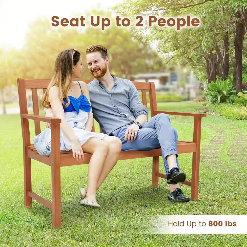 Solid Wood 4-Ft. Outdoor Patio Garden Bench - 800 lbs. Weight Capacity - Image 4