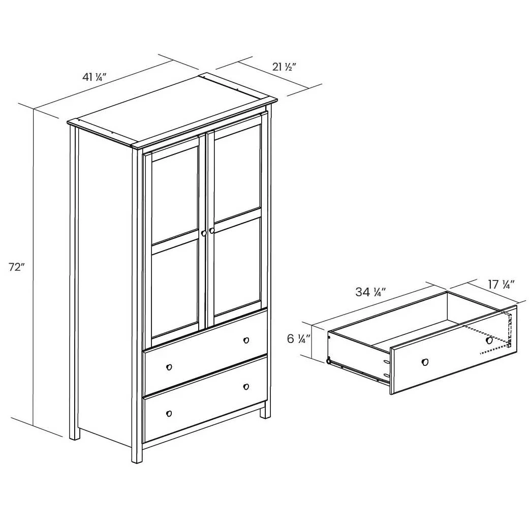 Solid Wood Bedroom Armoire Wardrobe Cabinet with Hanging Bar in Cherry Finish - Image 5