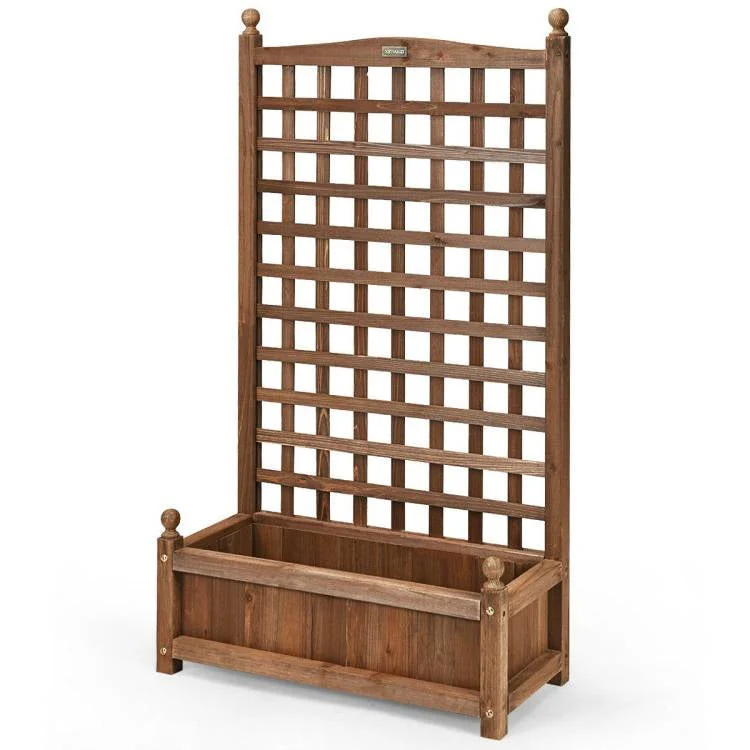 Solid Wood Farmhouse Garden Planter Box with 48-inch High Trellis - Image 2