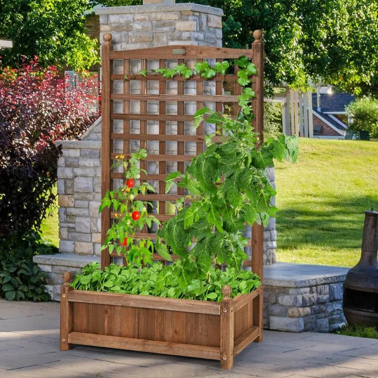 Solid Wood Farmhouse Garden Planter Box with 48-inch High Trellis - Image 4
