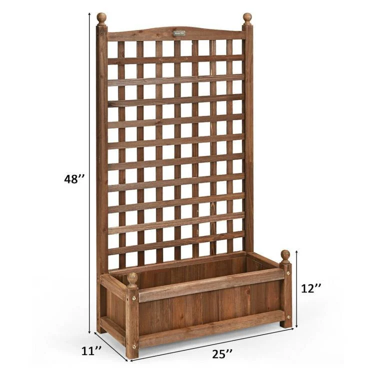 Solid Wood Farmhouse Garden Planter Box with 48-inch High Trellis - Image 5