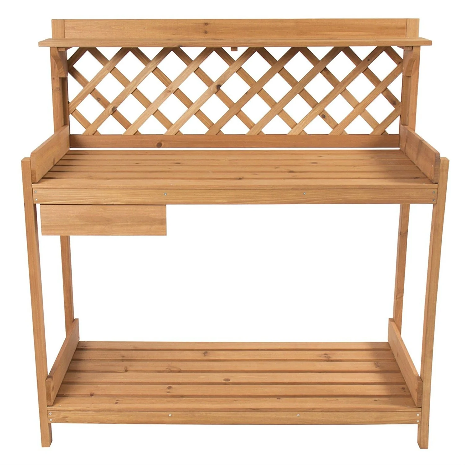 Solid Wood Garden Work Table Potting Bench in Natural Finish - Image 2