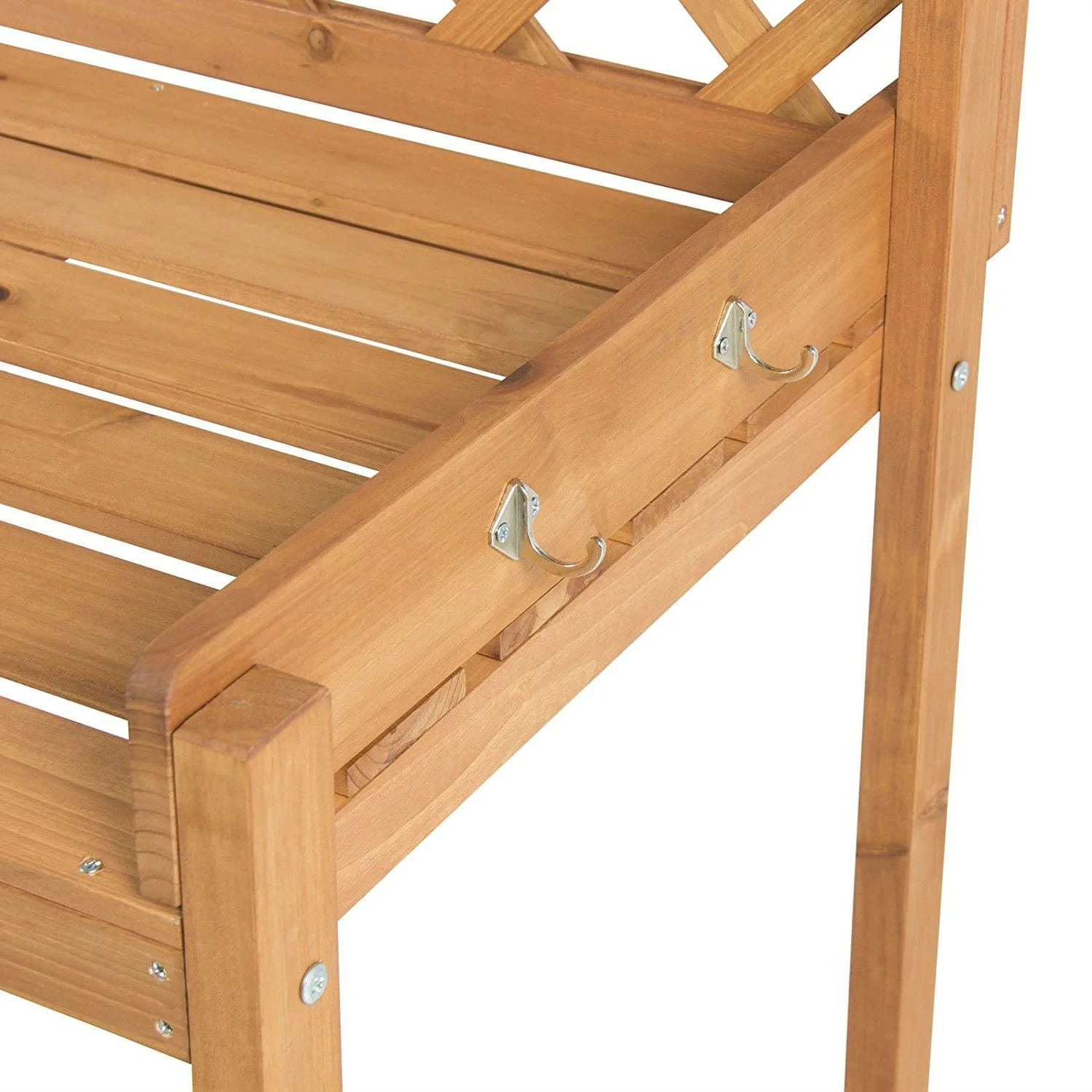 Solid Wood Garden Work Table Potting Bench in Natural Finish - Image 3