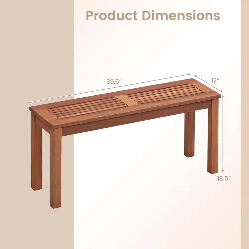 Solid Wood Outdoor 2-Seat Backless Garden Bench in Natural Finish - Image 5