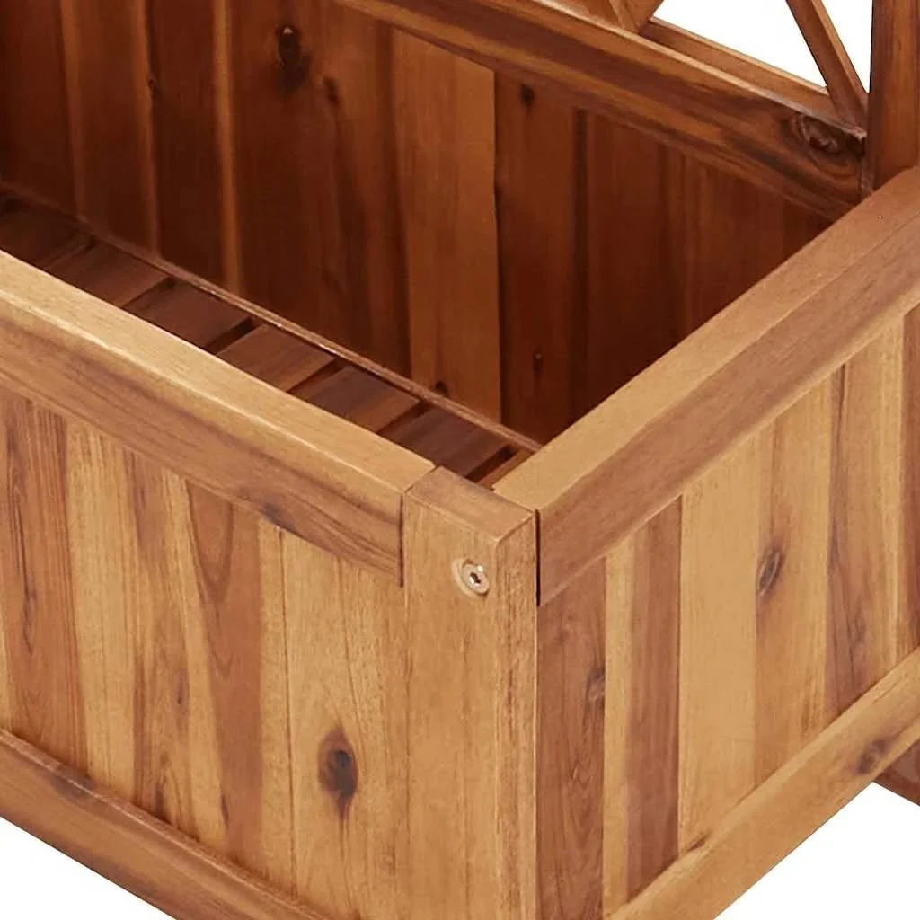 Solid Wood Outdoor Raised Garden Bed Planter with Lattice Trellis - Image 4