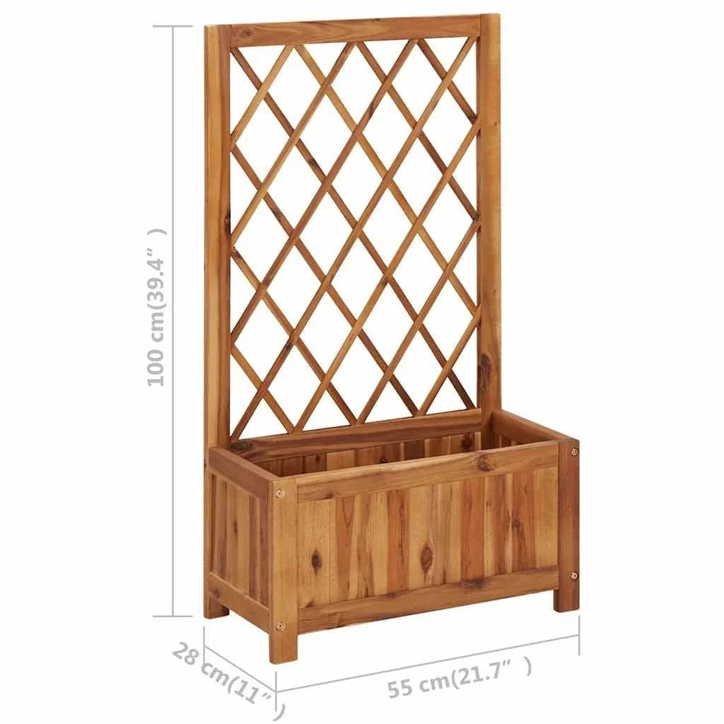 Solid Wood Outdoor Raised Garden Bed Planter with Lattice Trellis - Image 5