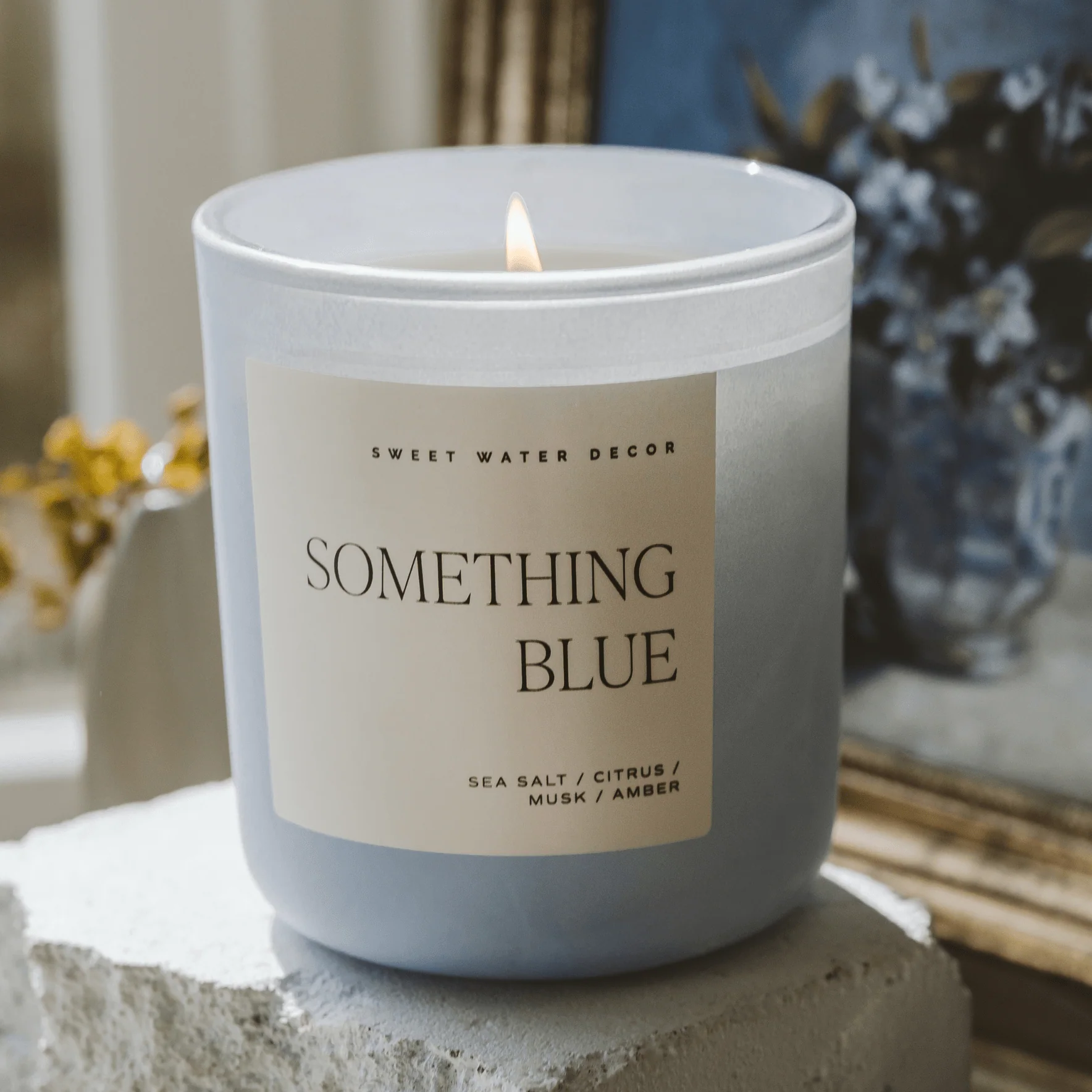 Something Blue Soy Candle - Blue Matte Jar - 15 oz (Salt and Sea) - Image 2
