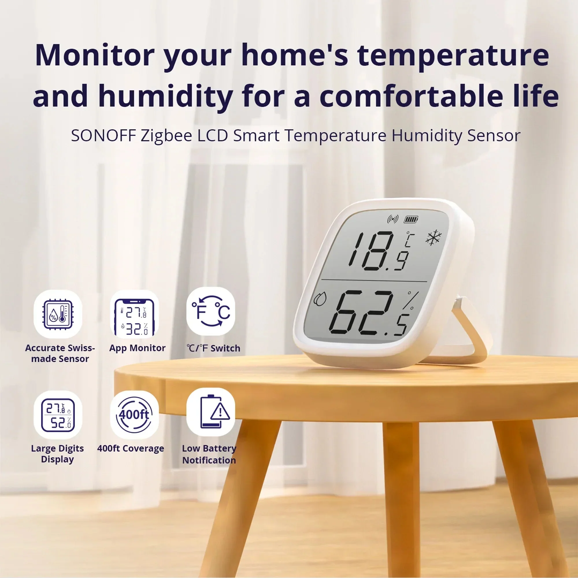 SONOFF Zigbee LCD Display Smart Temperature Humidity Sensor - Image 2