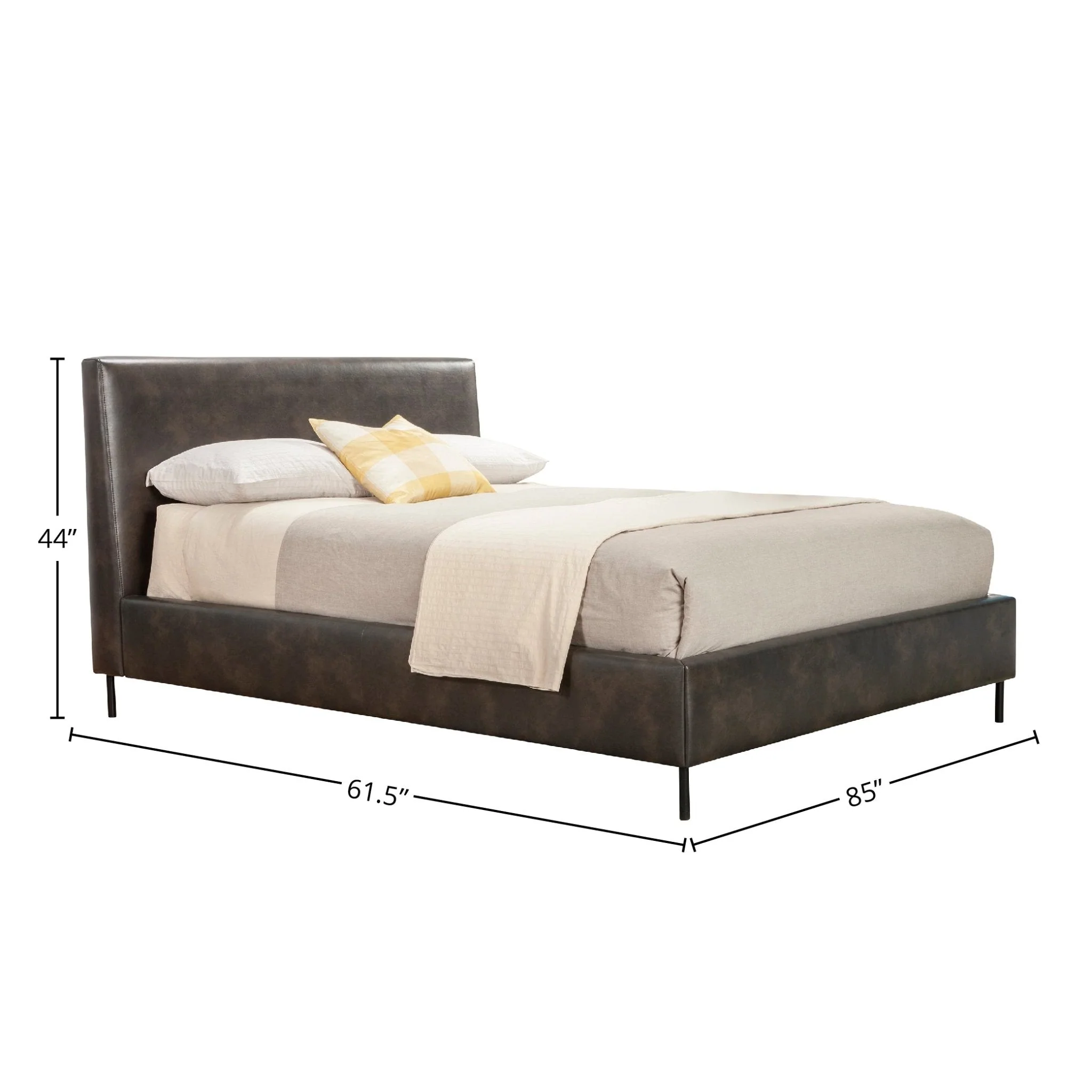 Sophia Faux Leather Platform Bed, Gray - Image 10