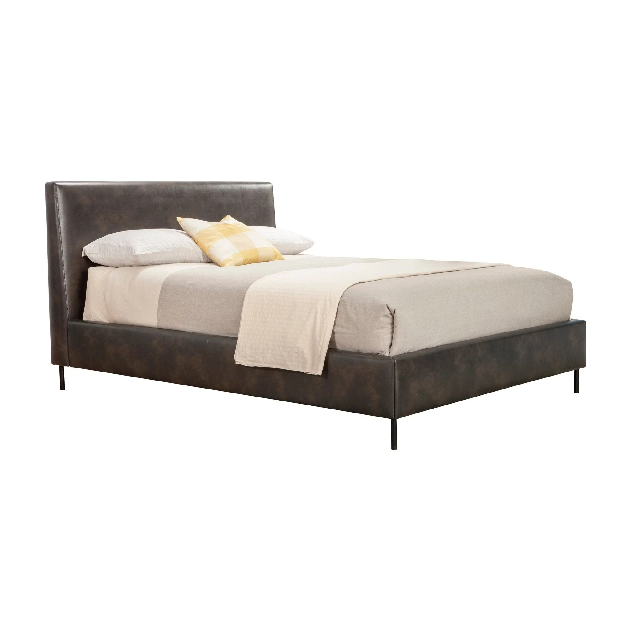 Sophia Faux Leather Platform Bed, Gray - Image 2