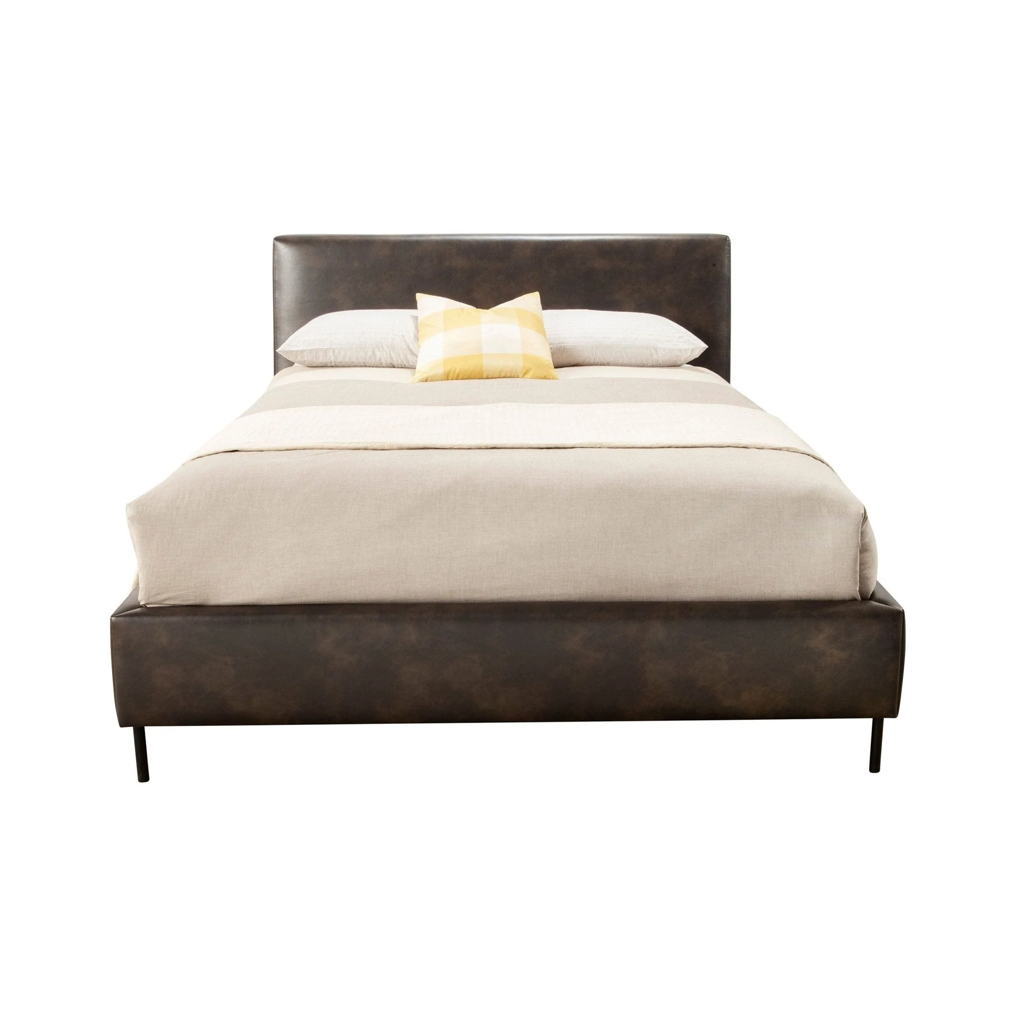 Sophia Faux Leather Platform Bed, Gray - Image 3