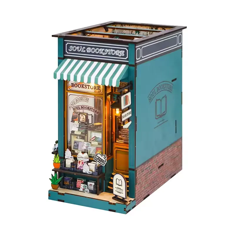 Soul Bookstore Dollhouse Kit - Miniature Wizardi Roombox Kit with LED Light F07M51-80-M2314 - Image 2