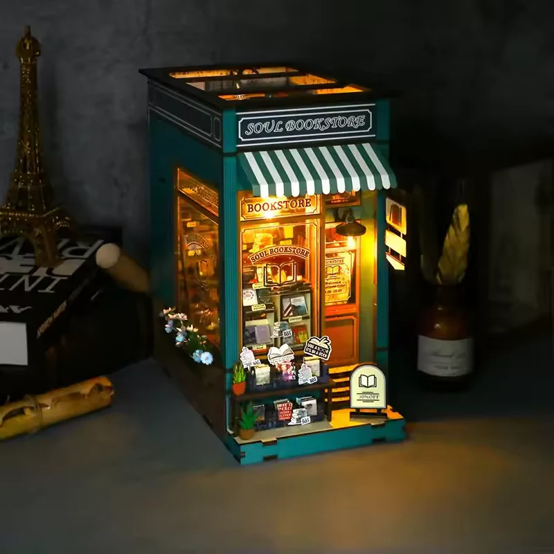 Soul Bookstore Dollhouse Kit - Miniature Wizardi Roombox Kit with LED Light F07M51-80-M2314 - Image 4