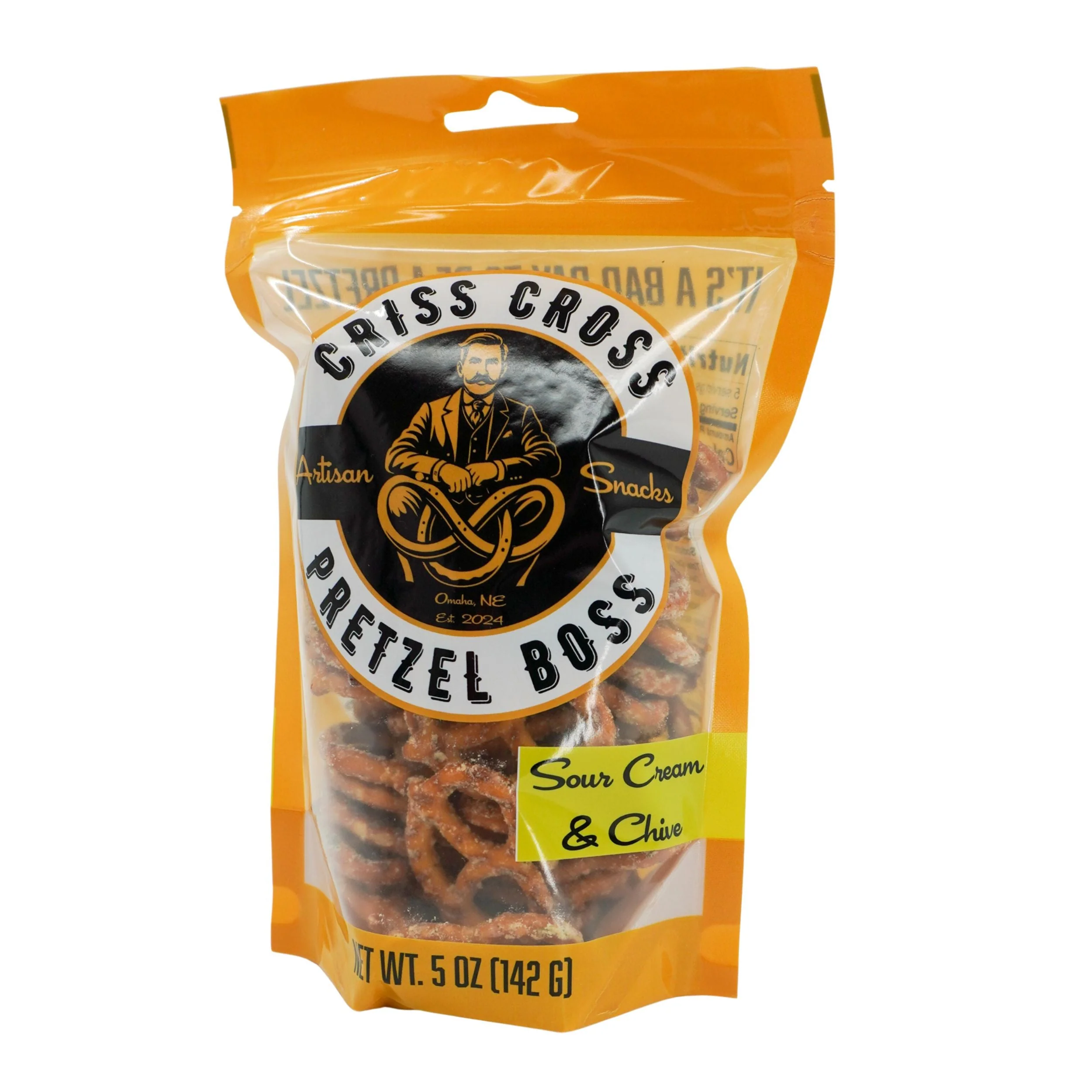 Sour Cream & Chive Flavored Pretzels | Pack of 3 | 5 oz | Criss Cross Pretzel Boss - Image 2