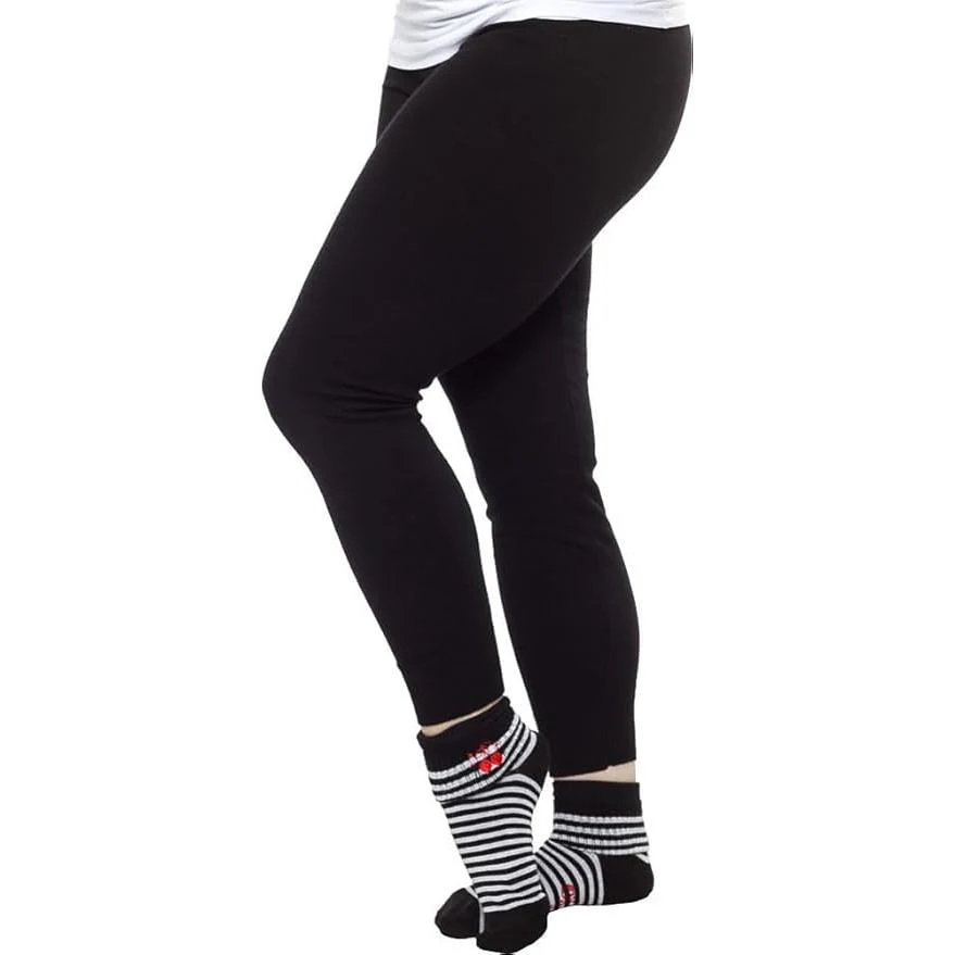 Sourpuss Cherries Socks in Set of Two | Women’s Black & White Striped and Solid Black Cherry Socks Size 5-10 - Image 7