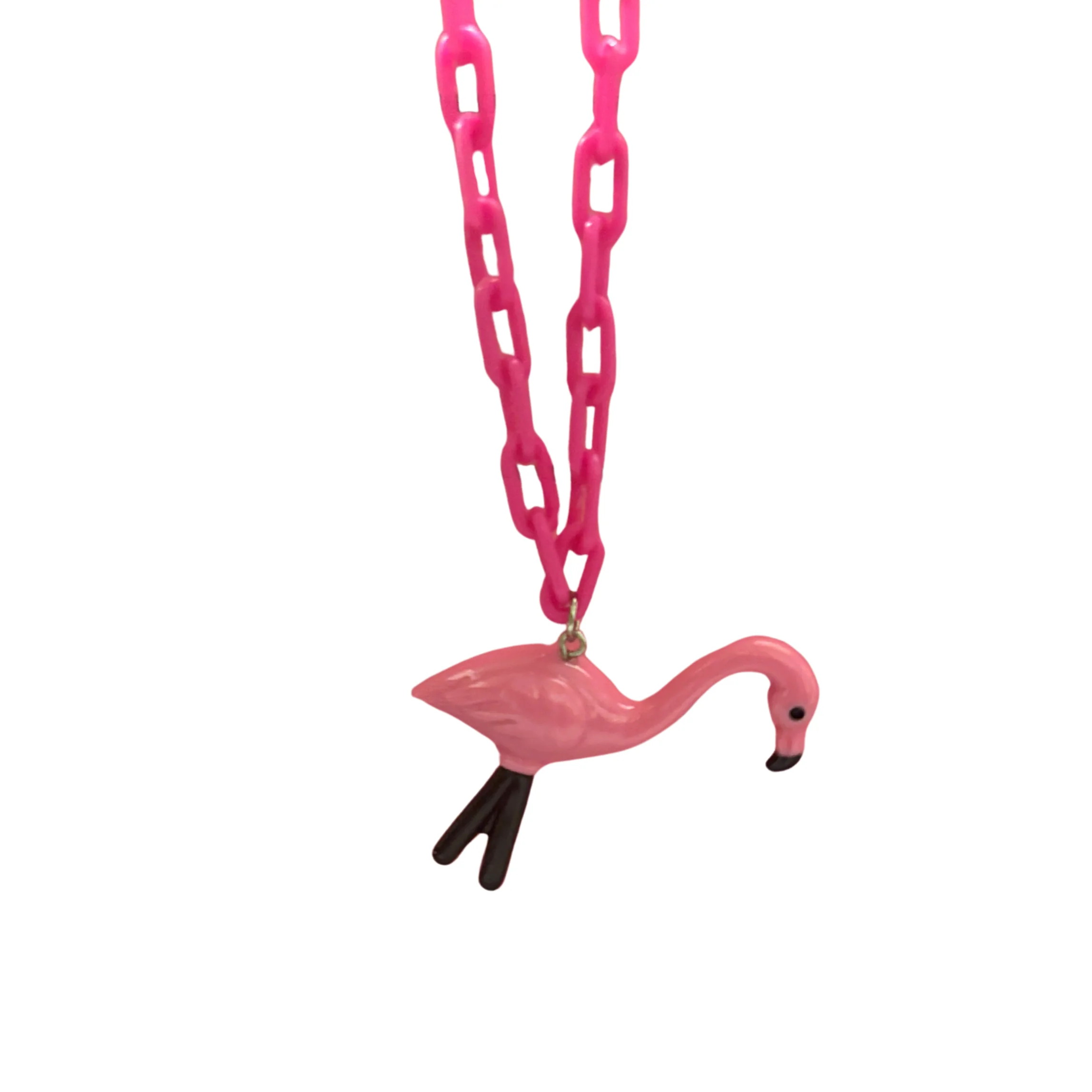 Sourpuss Chunky Flamingo Necklace | Retro Kitsch Pink Yard Ornament Jewelry - Image 2
