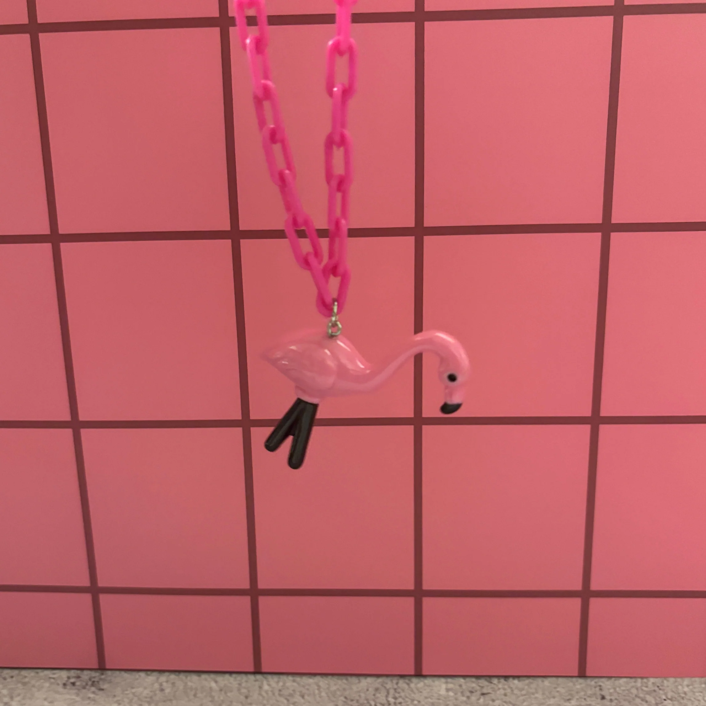 Sourpuss Chunky Flamingo Necklace | Retro Kitsch Pink Yard Ornament Jewelry - Image 4