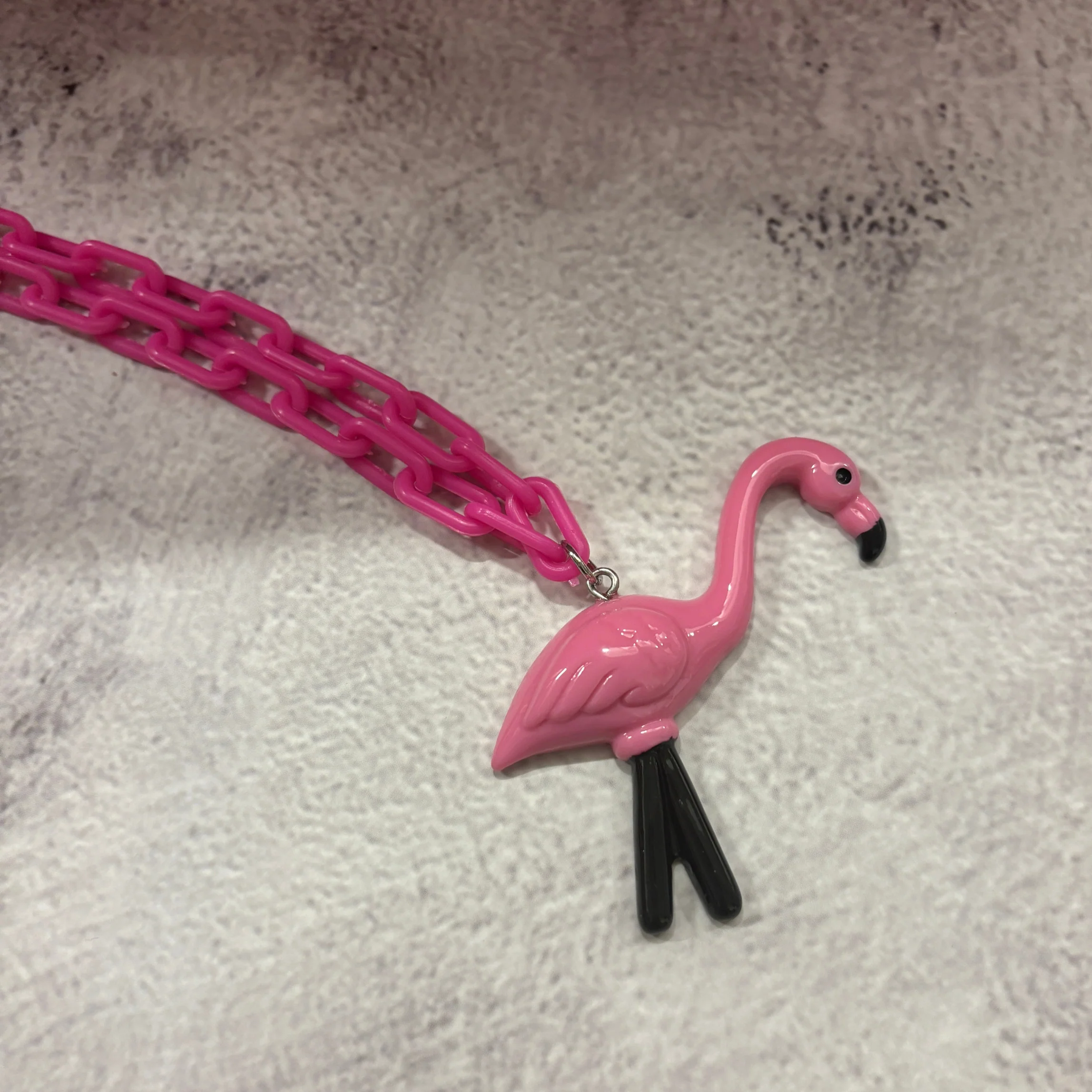 Sourpuss Chunky Flamingo Necklace | Retro Kitsch Pink Yard Ornament Jewelry - Image 5