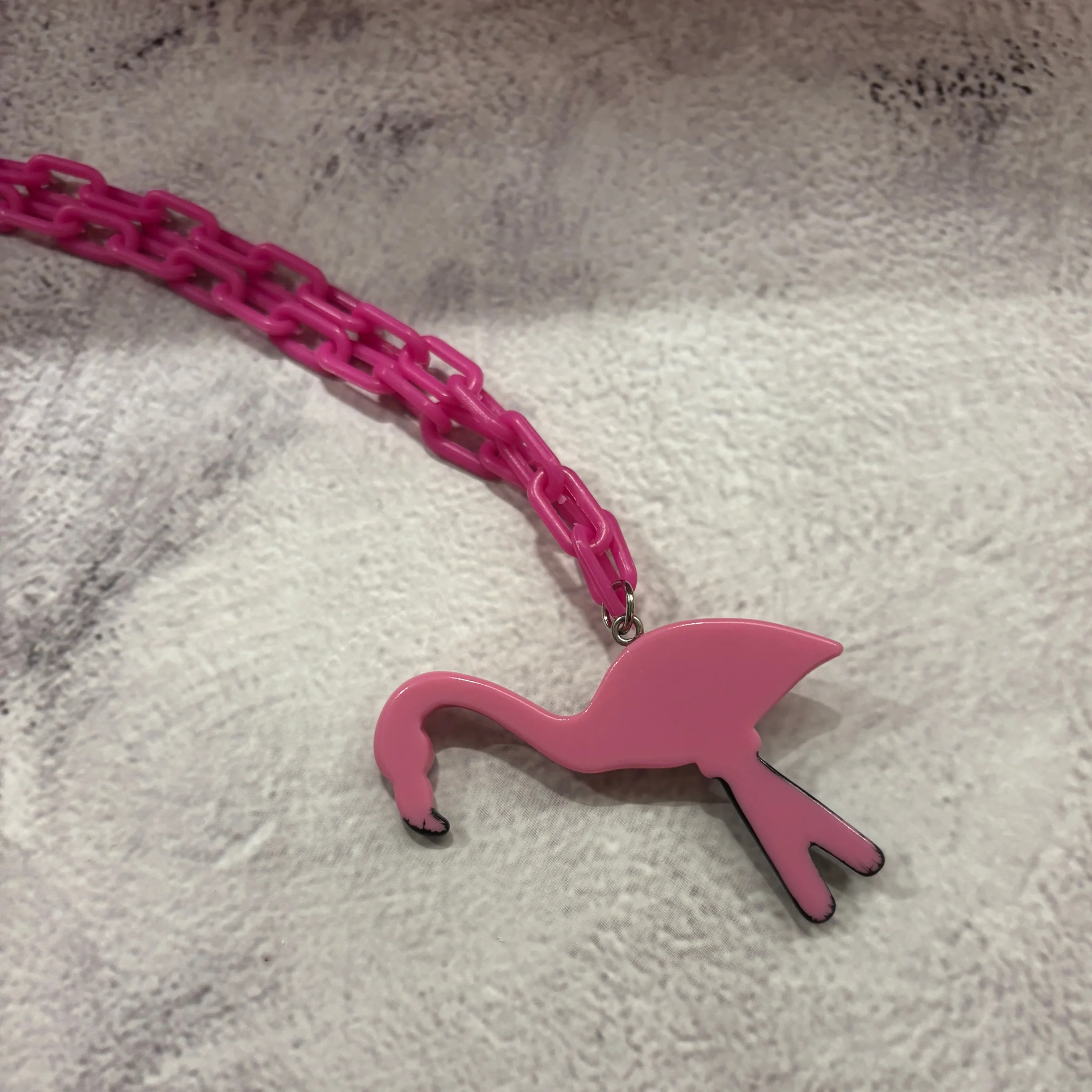 Sourpuss Chunky Flamingo Necklace | Retro Kitsch Pink Yard Ornament Jewelry - Image 7