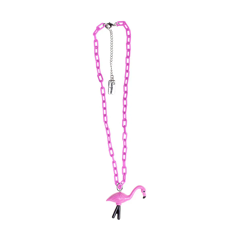 Sourpuss Chunky Flamingo Necklace | Retro Kitsch Pink Yard Ornament Jewelry - Image 9