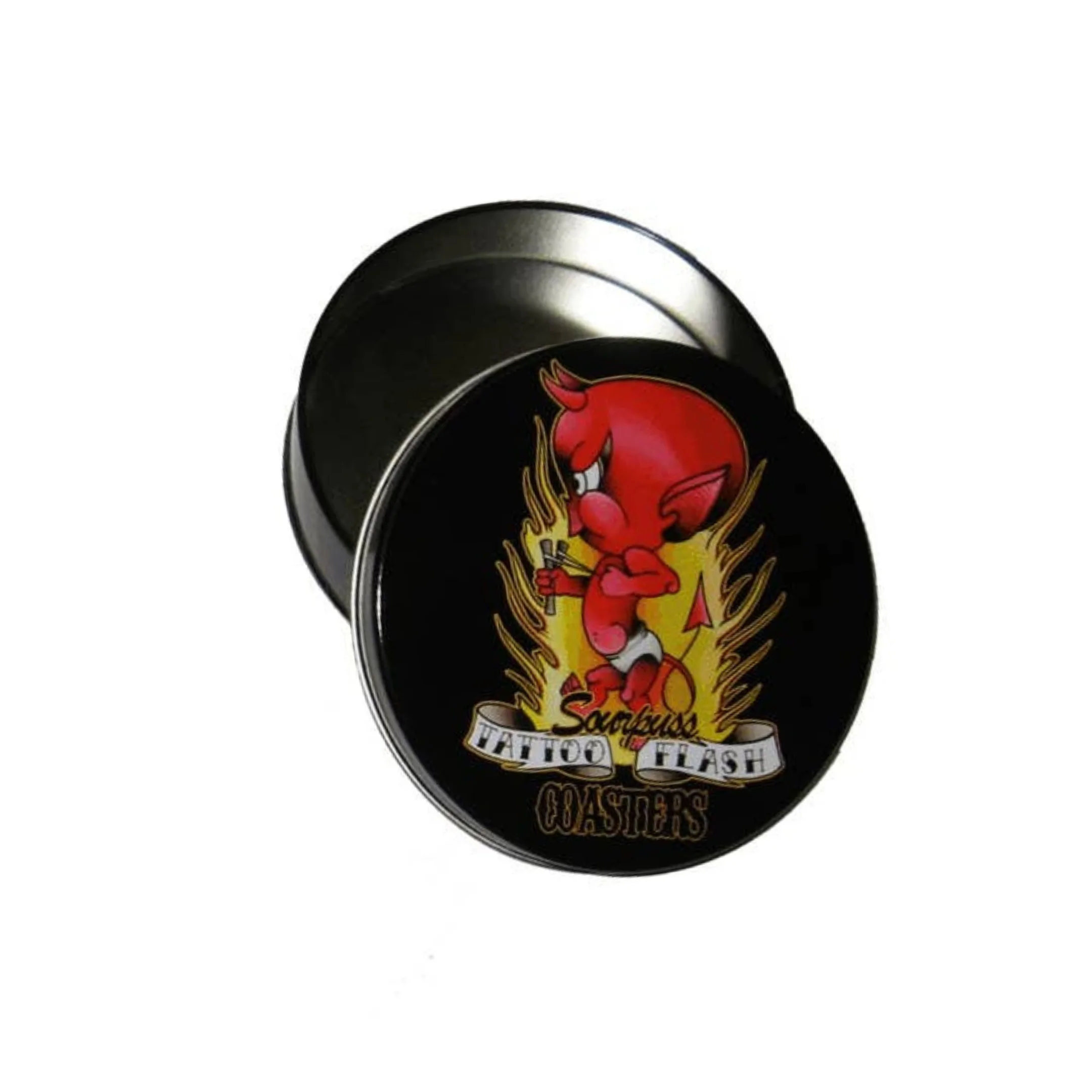 Classic Tattoo Coaster Set | Metal & Cork Retro Round Coasters in Gift Tin - Image 6