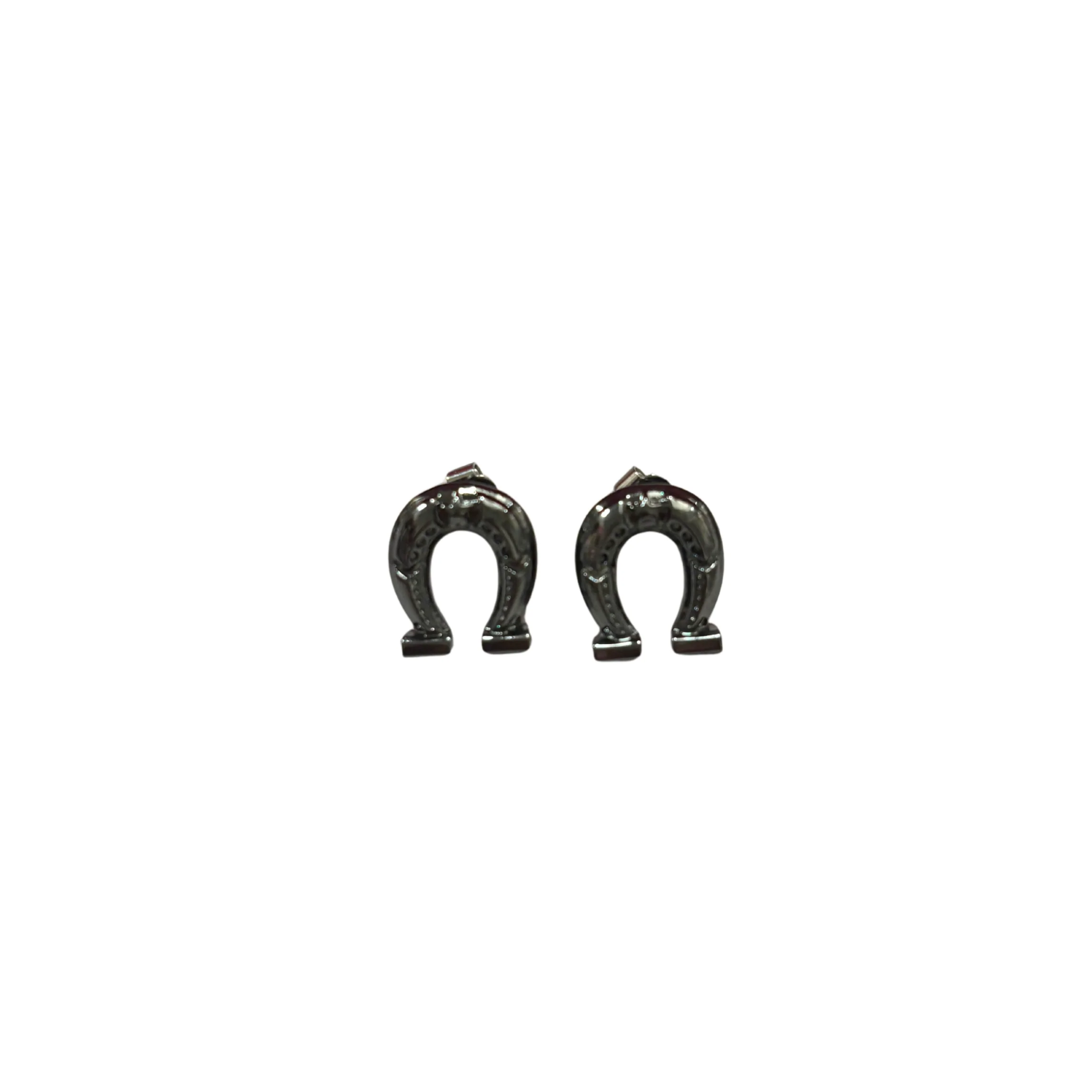 Sourpuss Earrings | Horseshoe Studs Black Gunmetal | Rockabilly Lucky Charm Jewelry - Image 5
