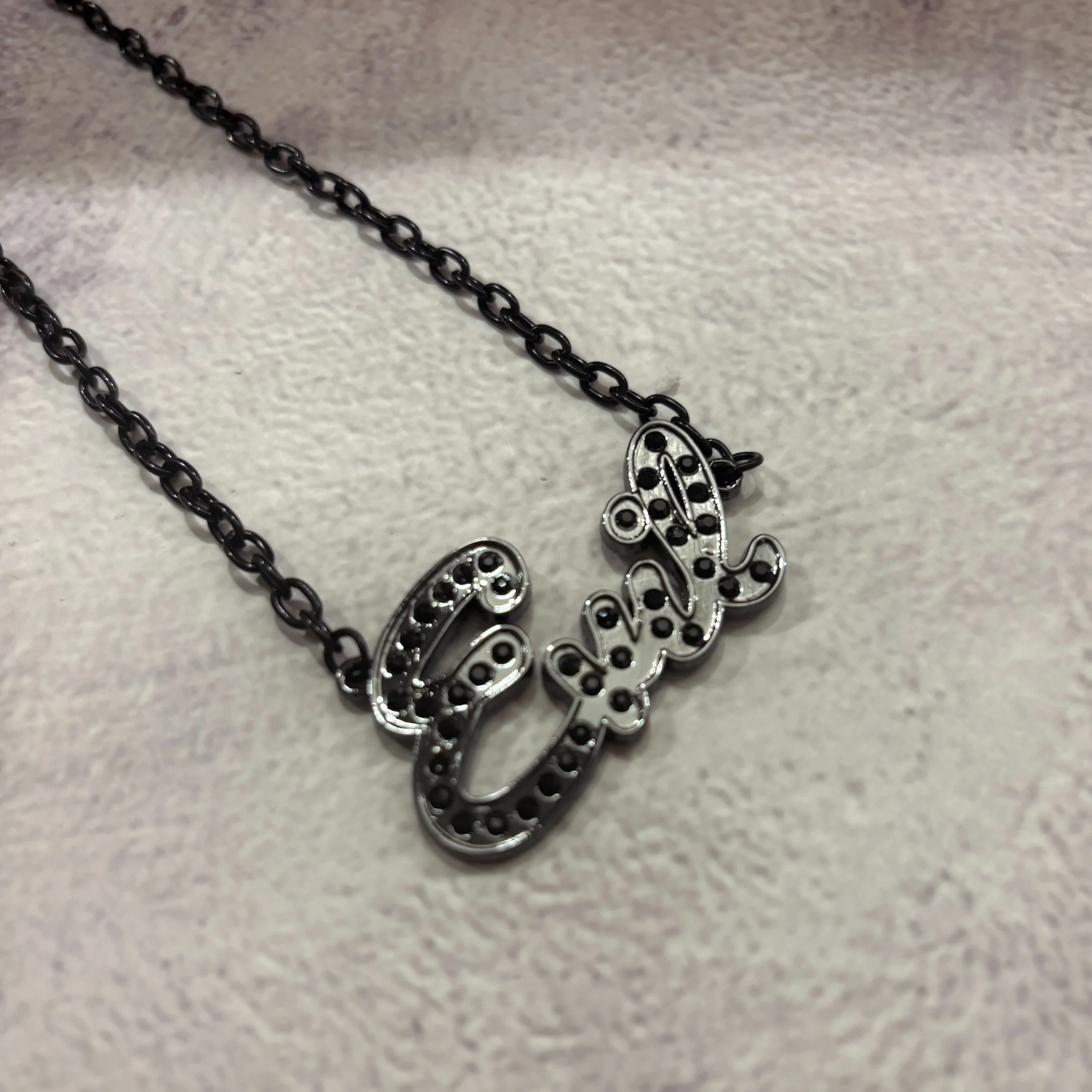 Sourpuss “Evil” Pendant Necklace with Black Rhinestones Gothic Statement Jewelry - Image 2