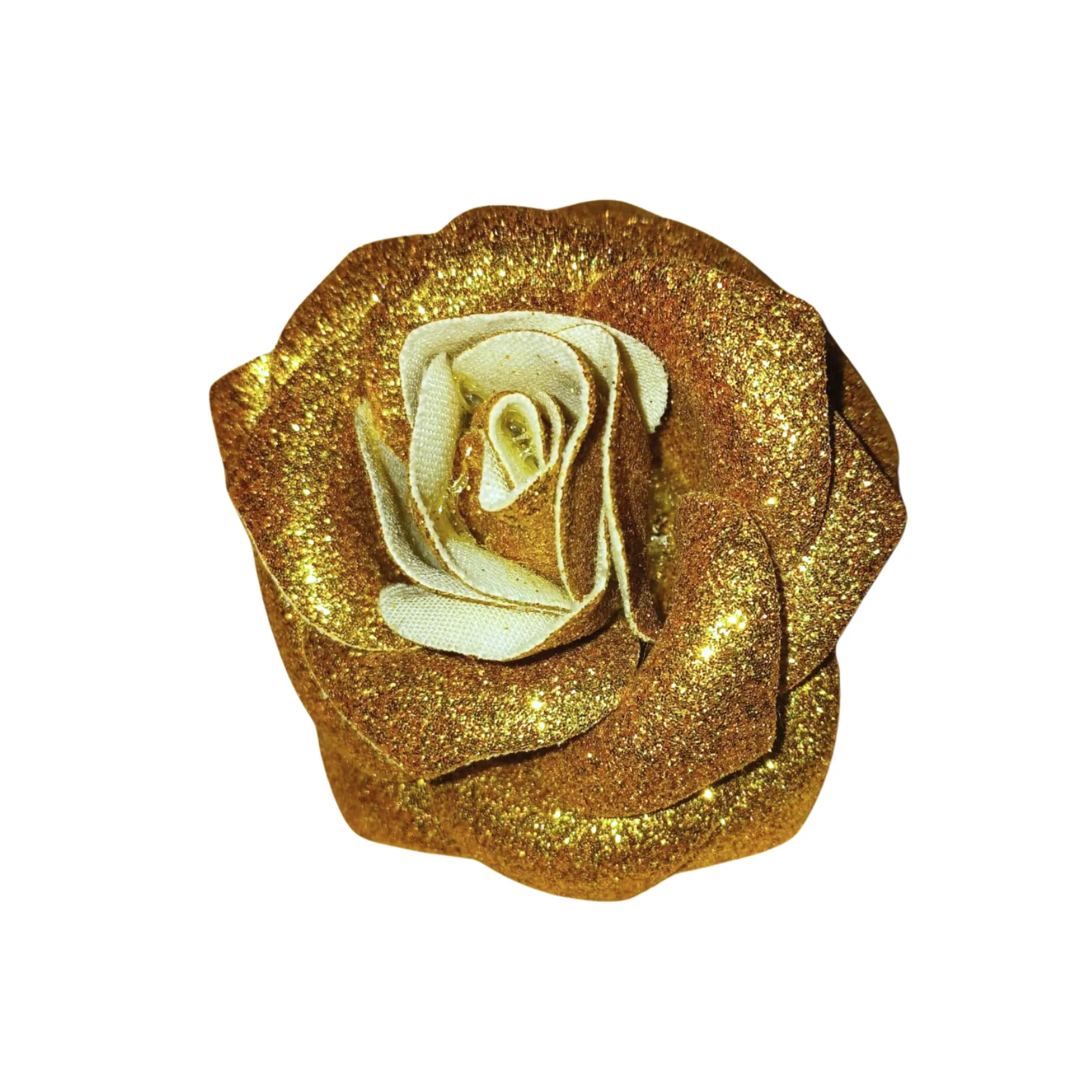 Sourpuss Gold Glitter Rose Hair Clip | Retro Rockabilly Sparkly Rose Alligator Clip - Image 3