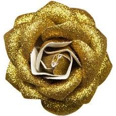 Sourpuss Gold Glitter Rose Hair Clip | Retro Rockabilly Sparkly Rose Alligator Clip - Image 5