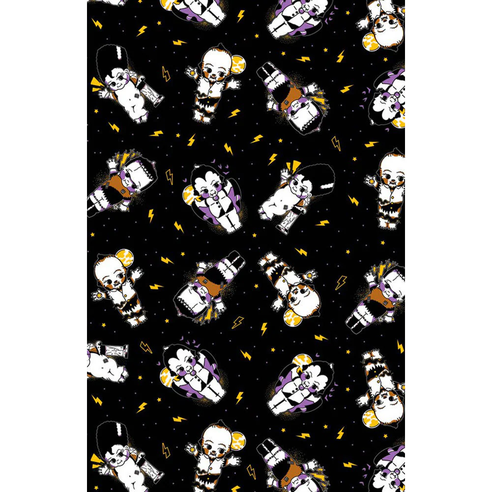 Sourpuss Kewpie Monsters Shower Curtain | Frankenstein Dracula Werewolf Polyester Bathroom Decor - Image 2