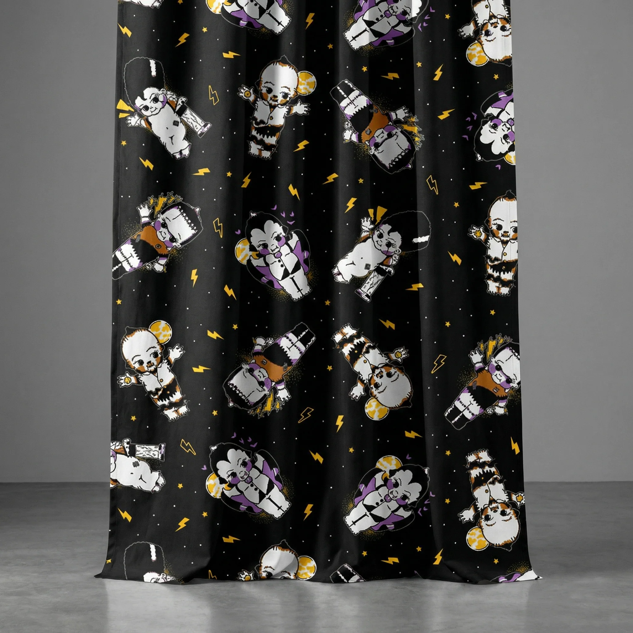 Sourpuss Kewpie Monsters Shower Curtain | Frankenstein Dracula Werewolf Polyester Bathroom Decor - Image 6