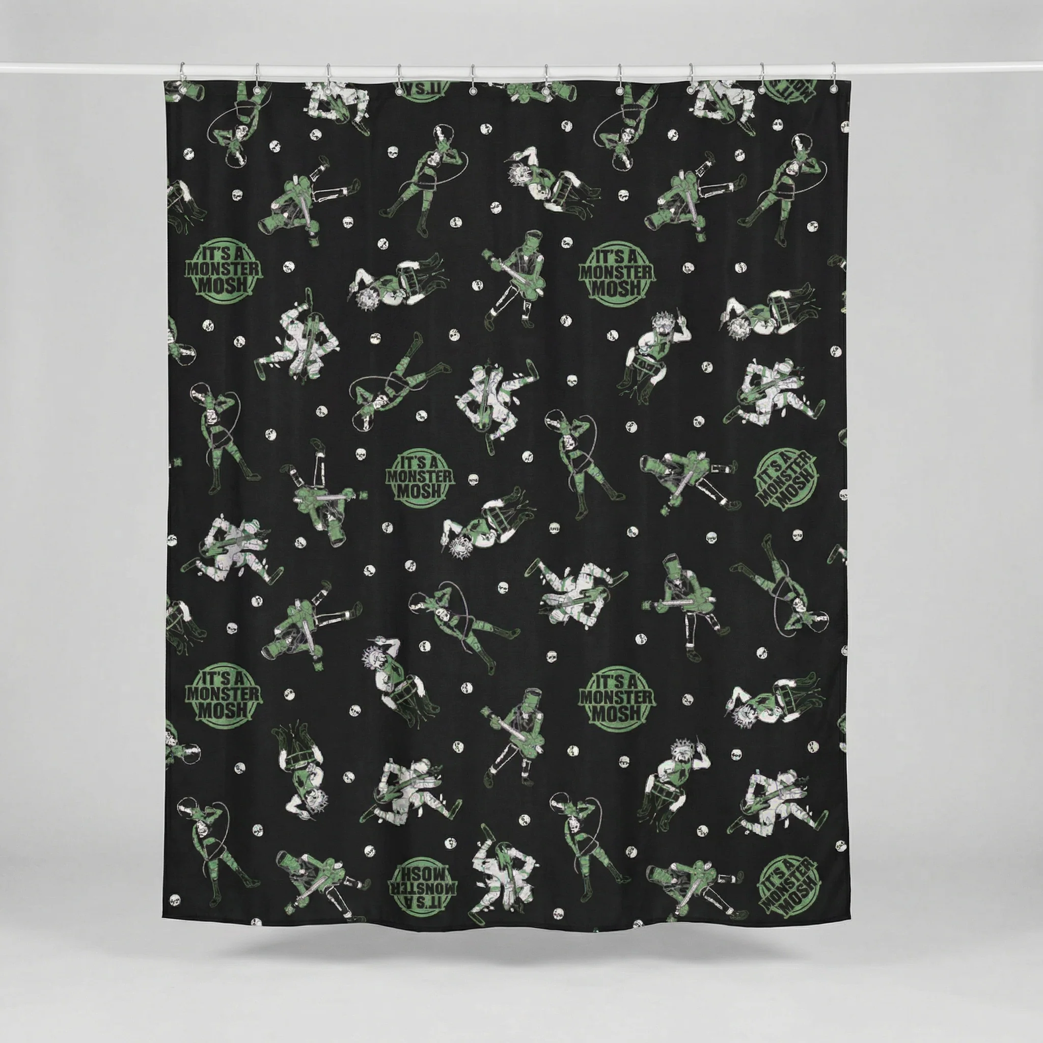 Sourpuss Monster Mosh Shower Curtain | Frankenstein Mummy Werewolf Polyester Bathroom Decor - Image 3