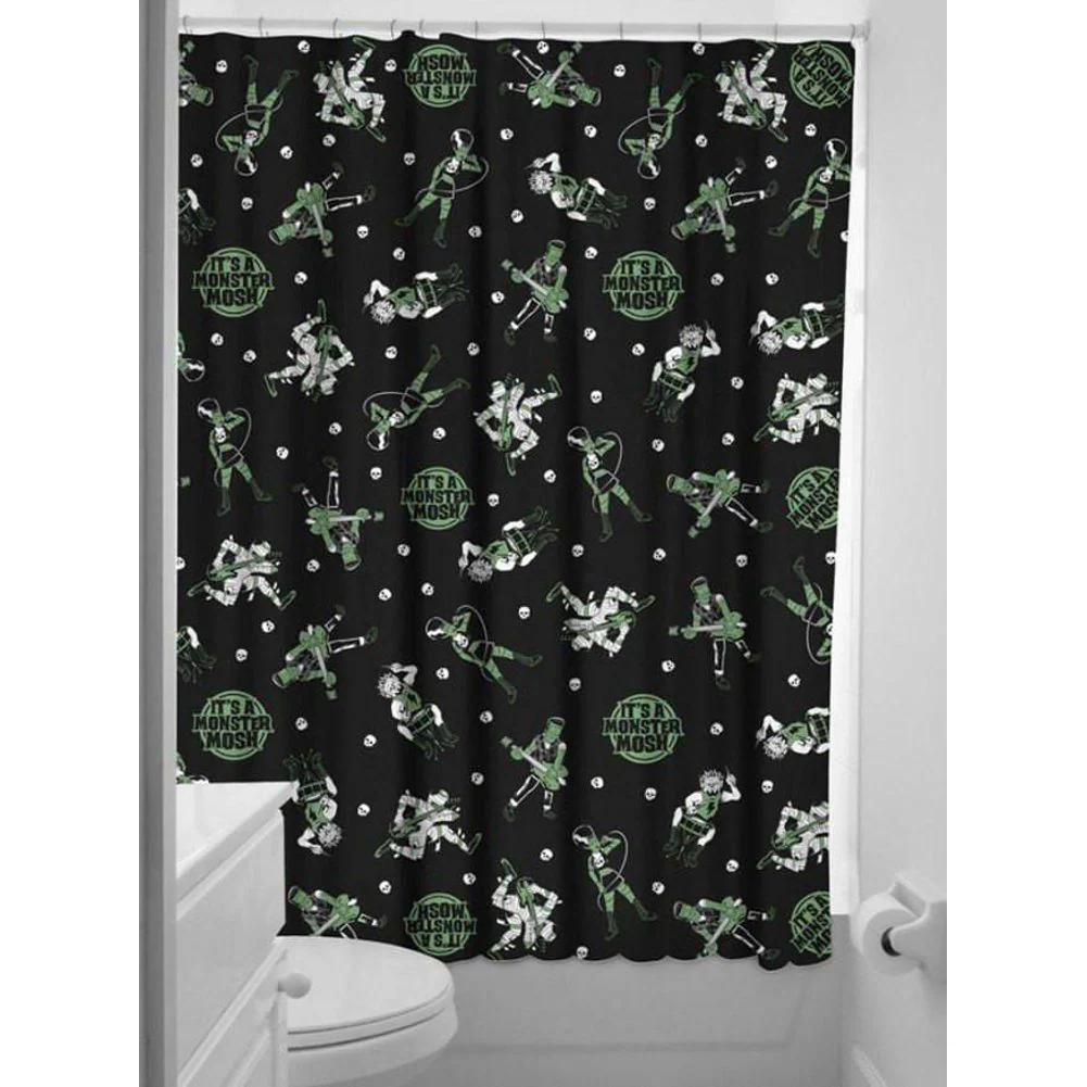 Sourpuss Monster Mosh Shower Curtain | Frankenstein Mummy Werewolf Polyester Bathroom Decor - Image 6