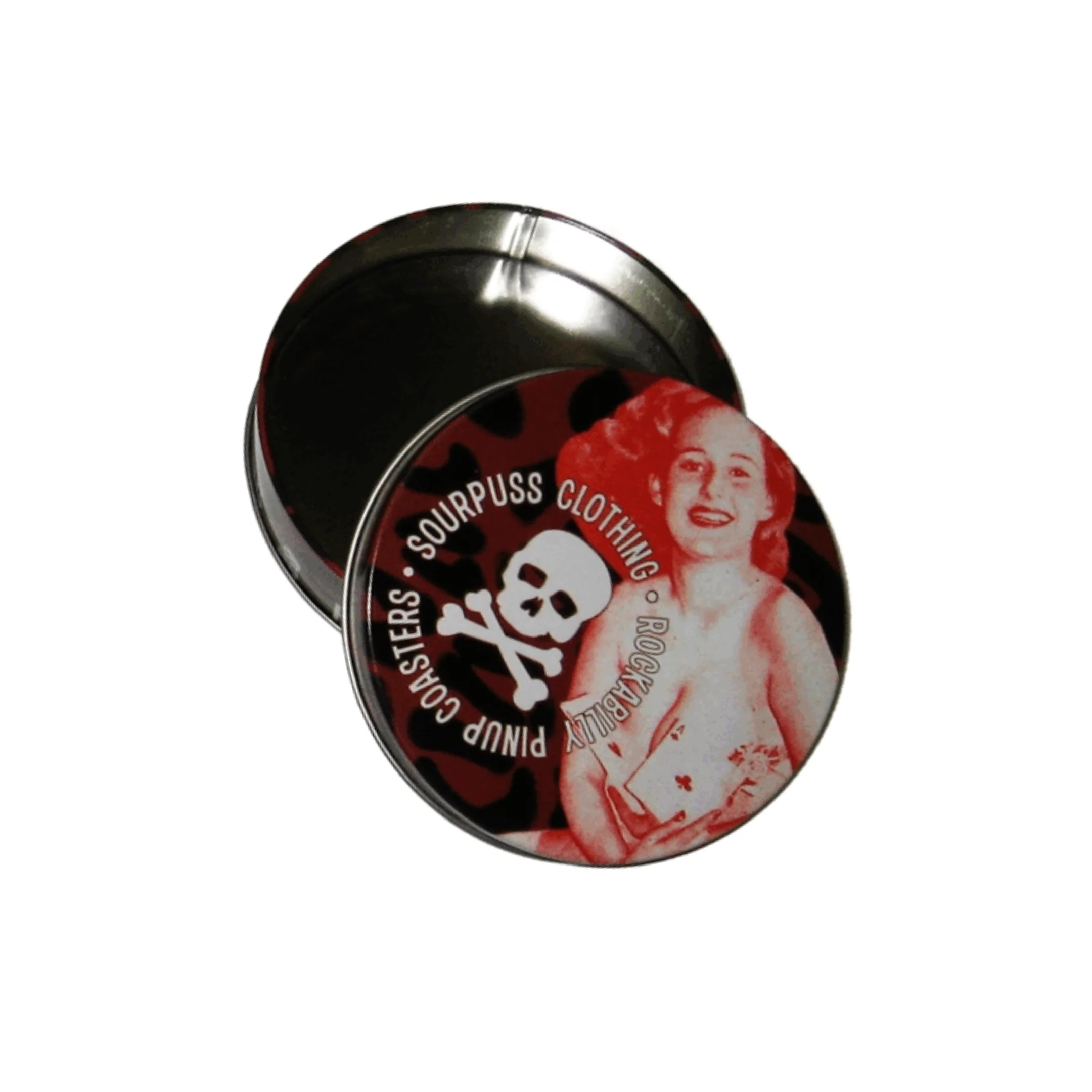 Sourpuss Nudie Coasters | Rockabilly Pin-Up Girls Set of Four | Metal & Cork Retro Drinkware with Storage Tin - Image 3