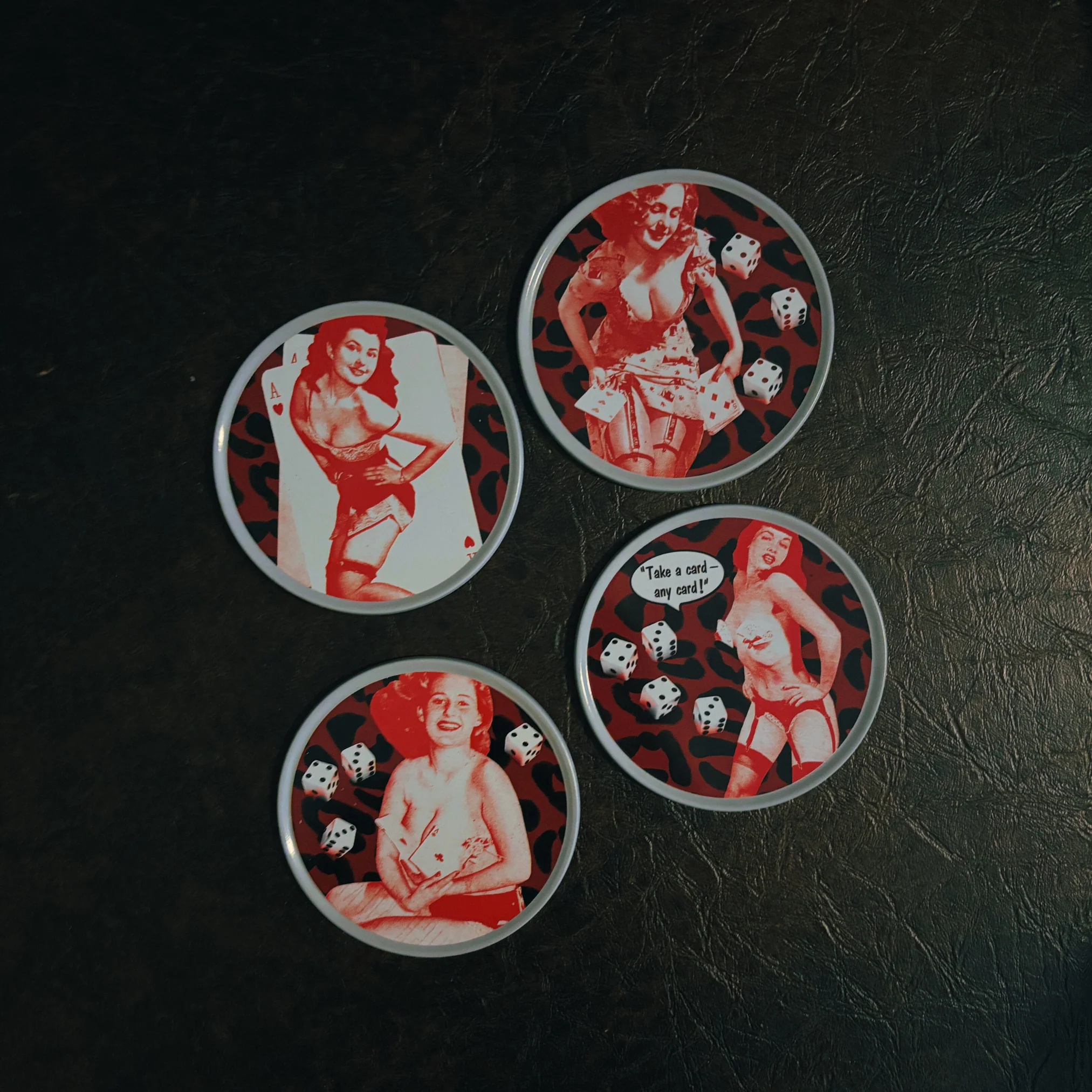 Sourpuss Nudie Coasters | Rockabilly Pin-Up Girls Set of Four | Metal & Cork Retro Drinkware with Storage Tin - Image 5