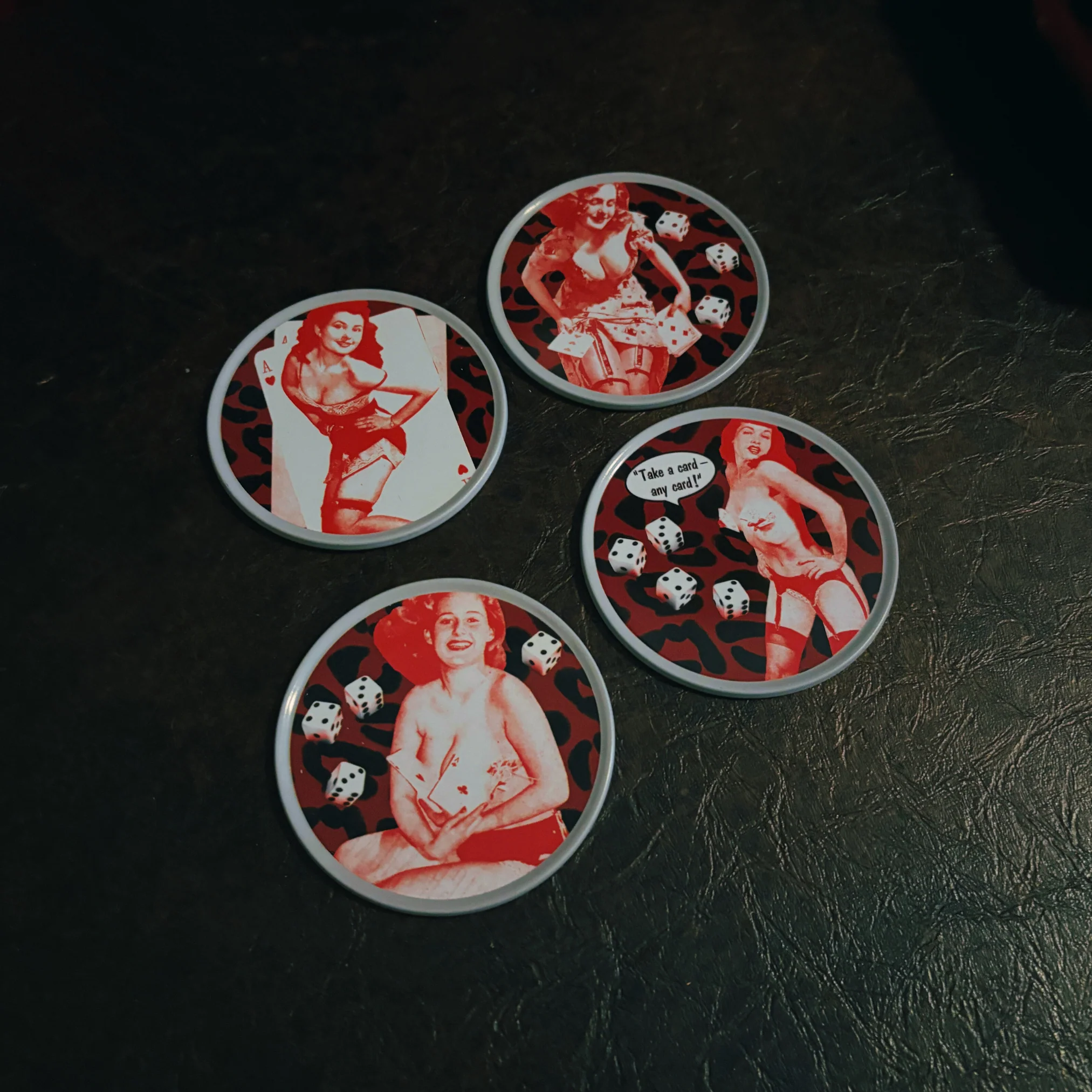 Sourpuss Nudie Coasters | Rockabilly Pin-Up Girls Set of Four | Metal & Cork Retro Drinkware with Storage Tin - Image 6