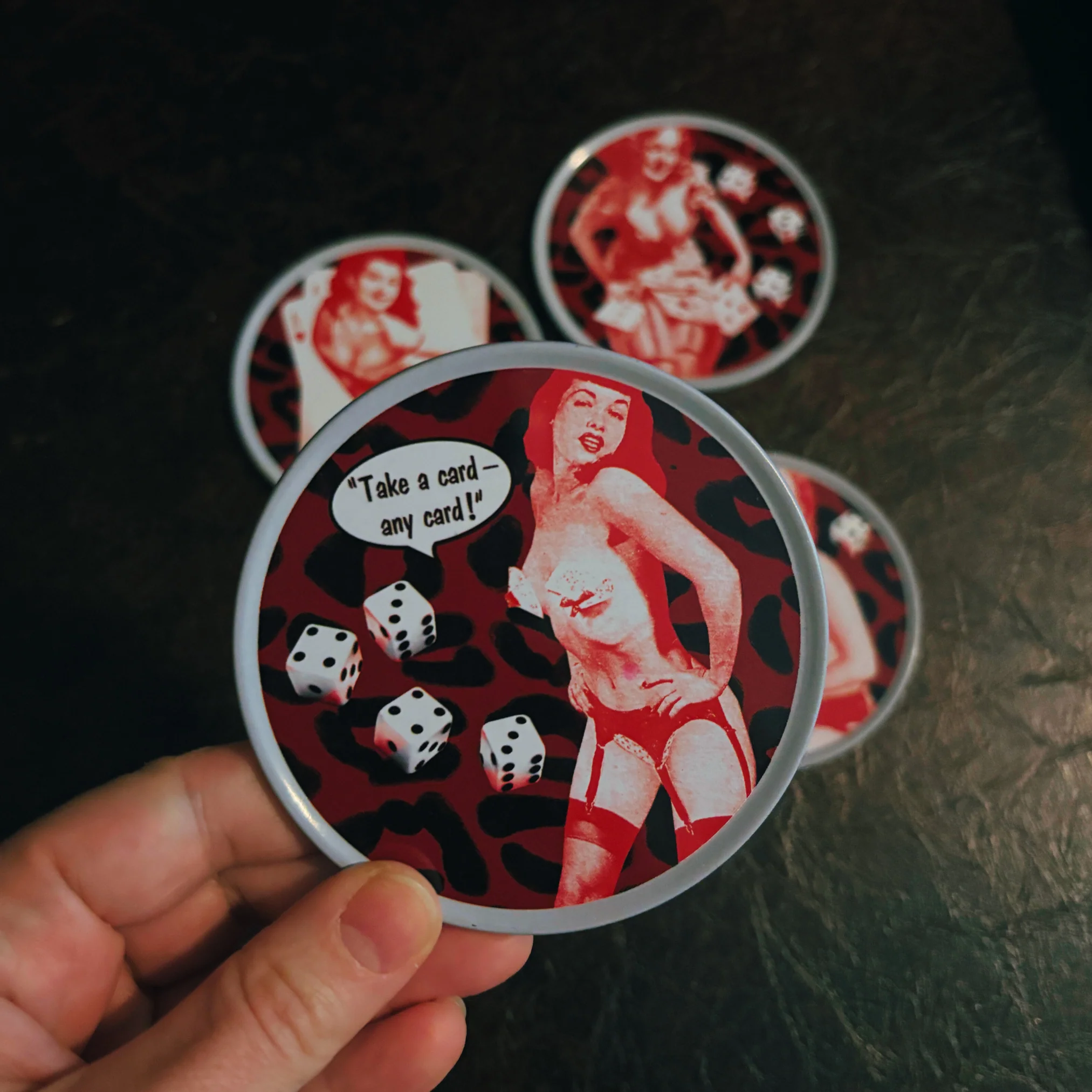 Sourpuss Nudie Coasters | Rockabilly Pin-Up Girls Set of Four | Metal & Cork Retro Drinkware with Storage Tin - Image 7