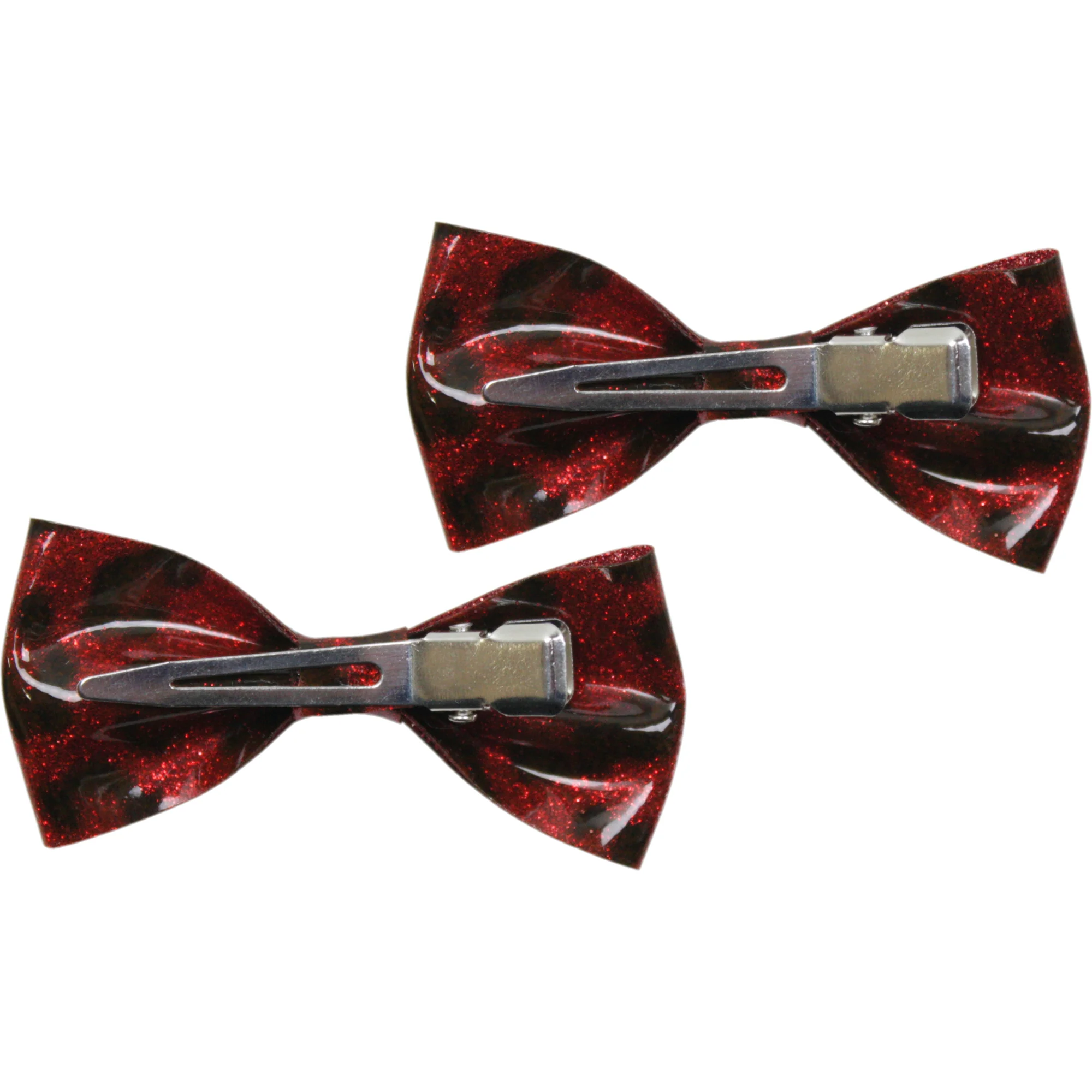 Sourpuss Red Leopard Glitter Hair Bows Set of 2 | Retro Rockabilly Pin-Up Hair Clips - Image 3