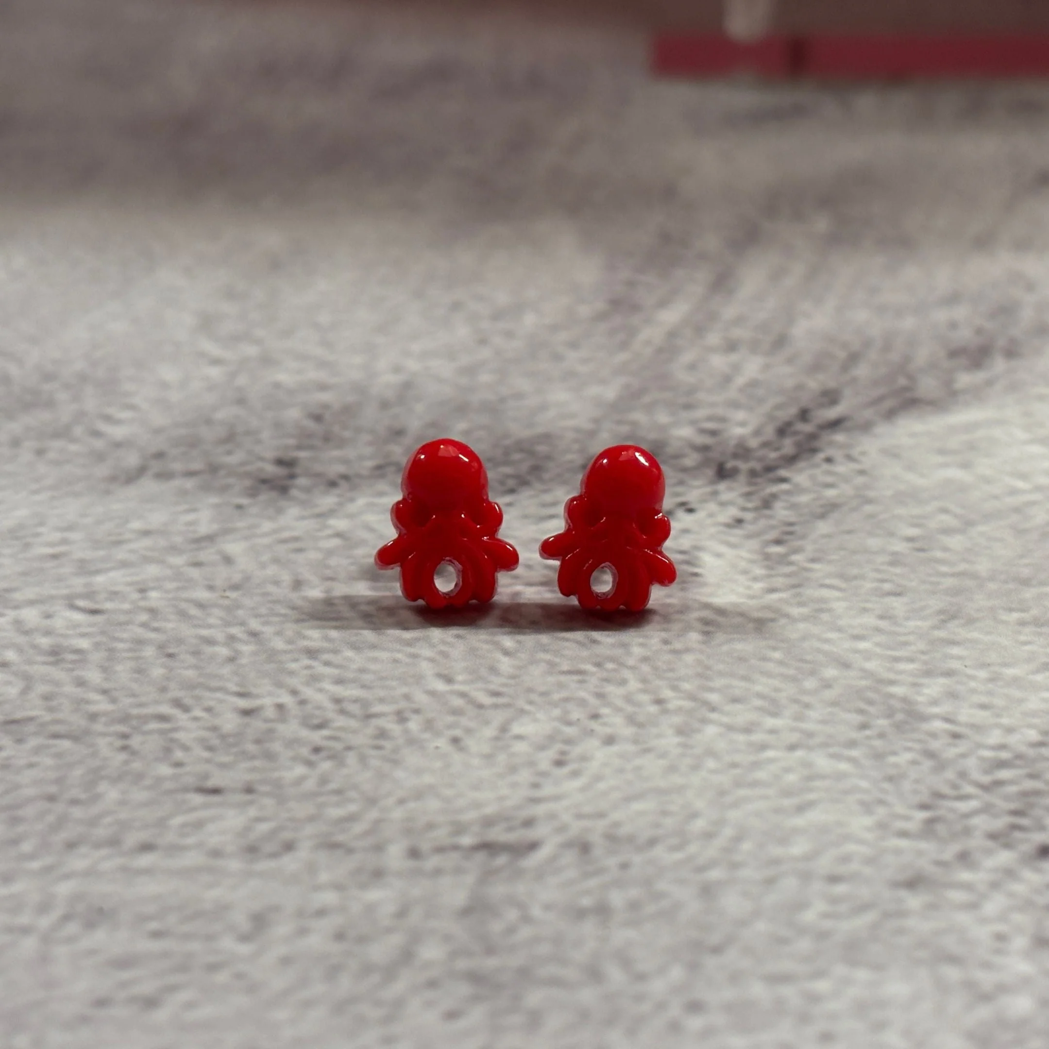 Sourpuss Red Octopus Earrings | Nautical Studs Rockabilly Jewelry | Alternative Sailor Accessories - Image 5