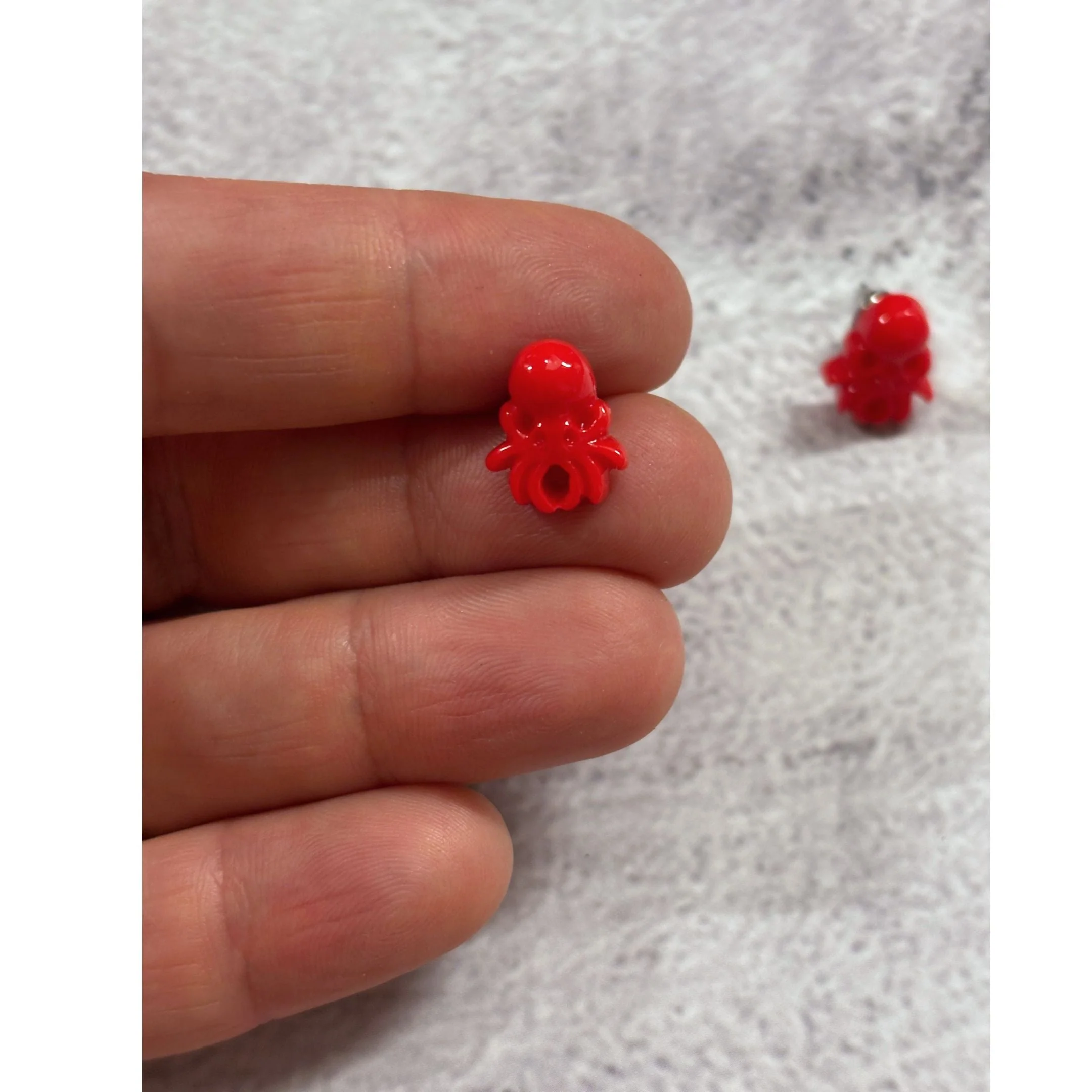 Sourpuss Red Octopus Earrings | Nautical Studs Rockabilly Jewelry | Alternative Sailor Accessories - Image 6