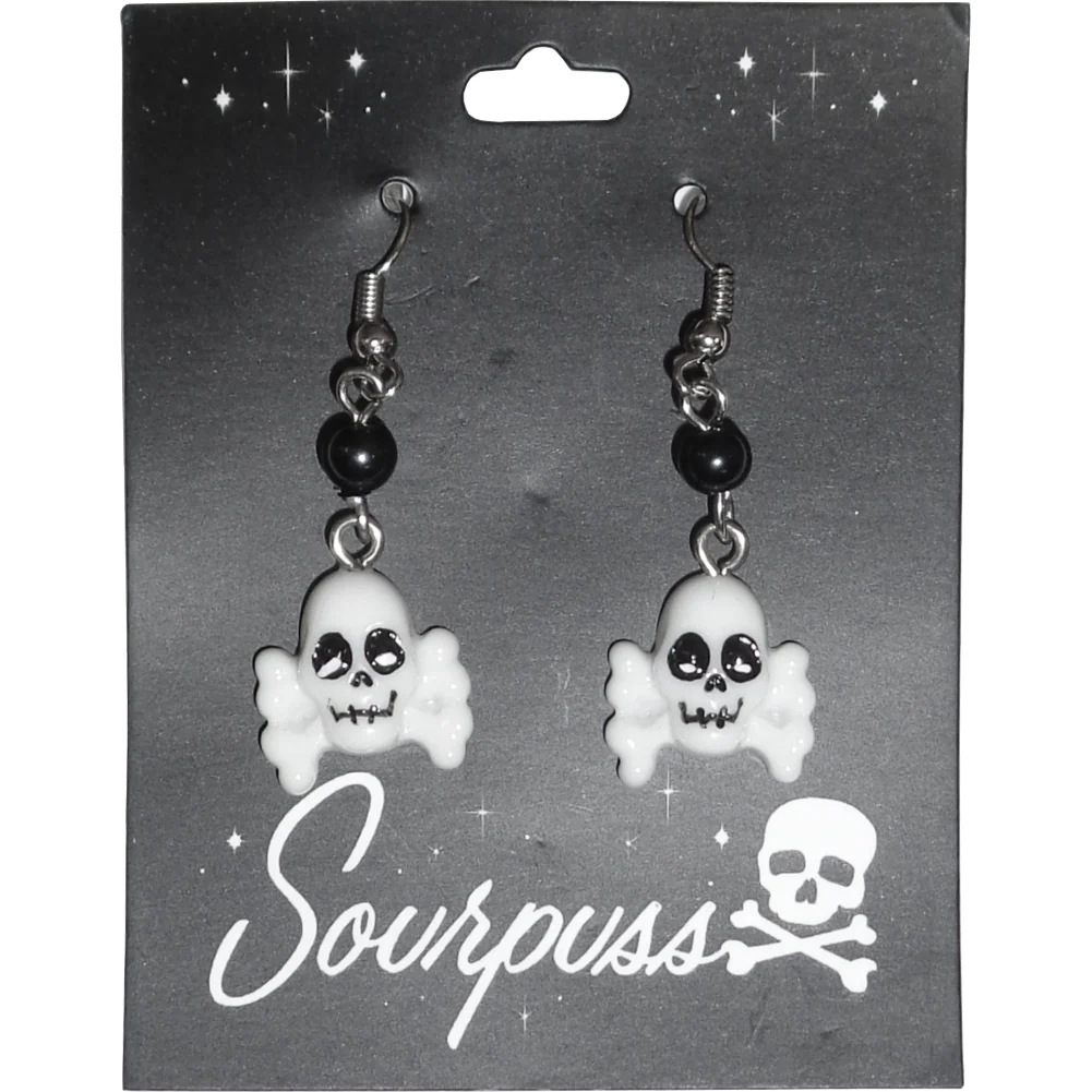 Sourpuss Skull & Crossbones Earrings | Gothic Drop Earrings Punk Rock Jewelry - Image 3