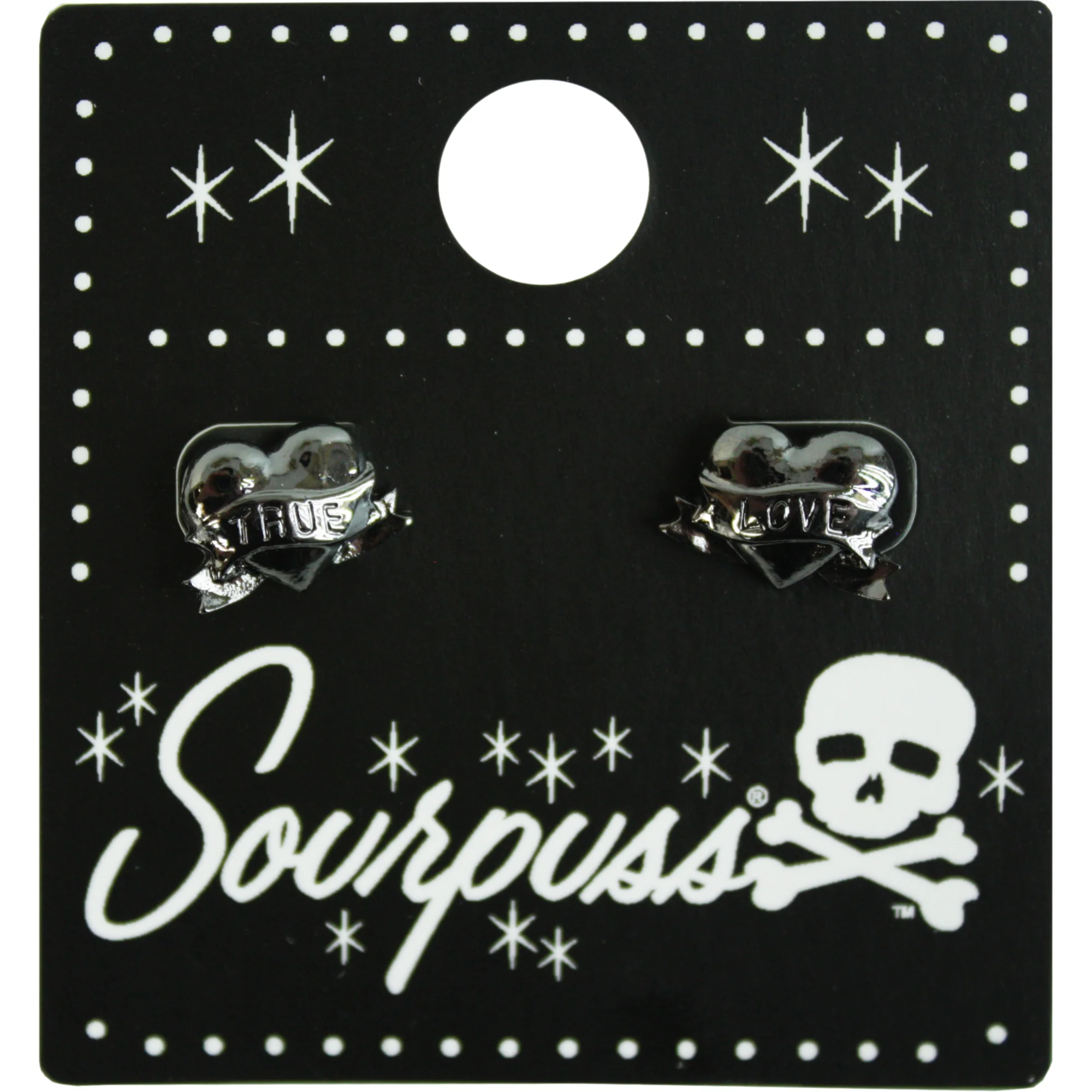 Sourpuss True Love Stud Earrings | Tattoo Heart Jewelry | Rockabilly Romantic Accessories - Image 3